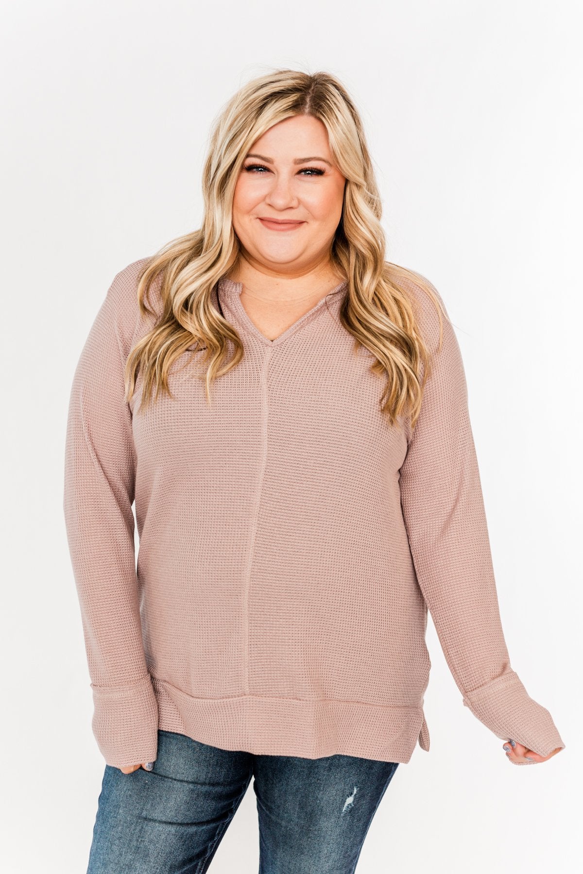 There You Go Again Thermal Notch Top- Dusty Mauve - Image 6