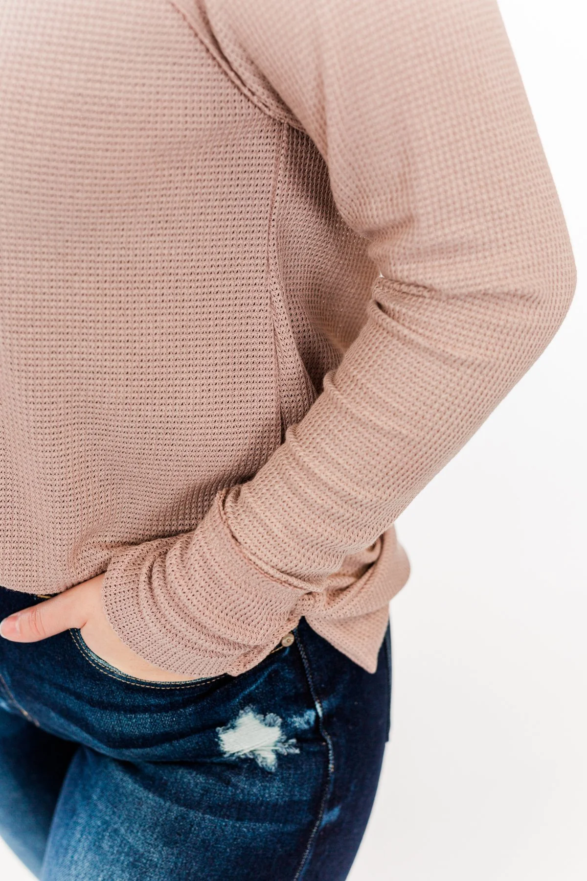 There You Go Again Thermal Notch Top- Dusty Mauve - Image 7