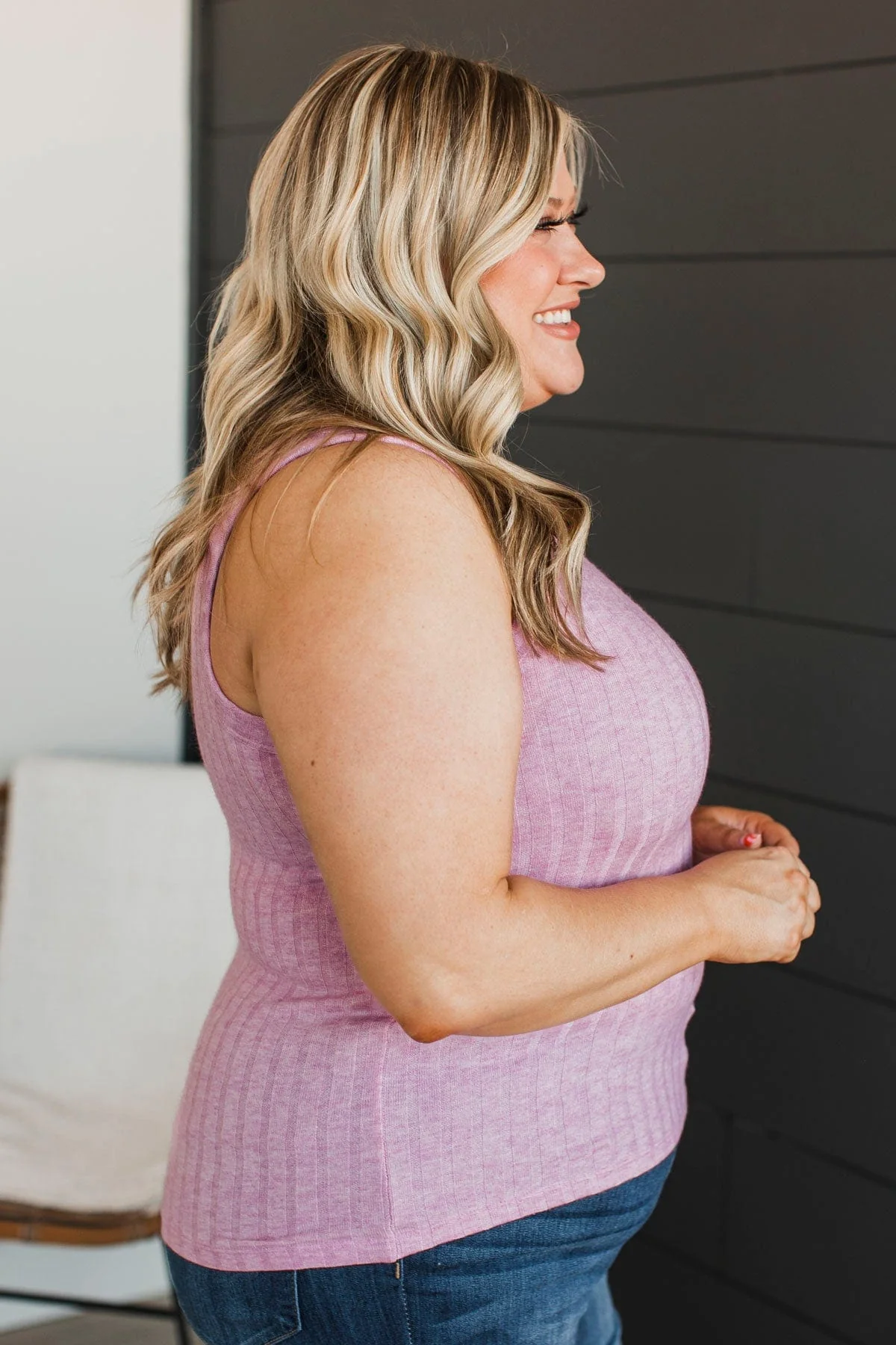 Think I Love This Ribbed Tank Top- Orchid - Image 6