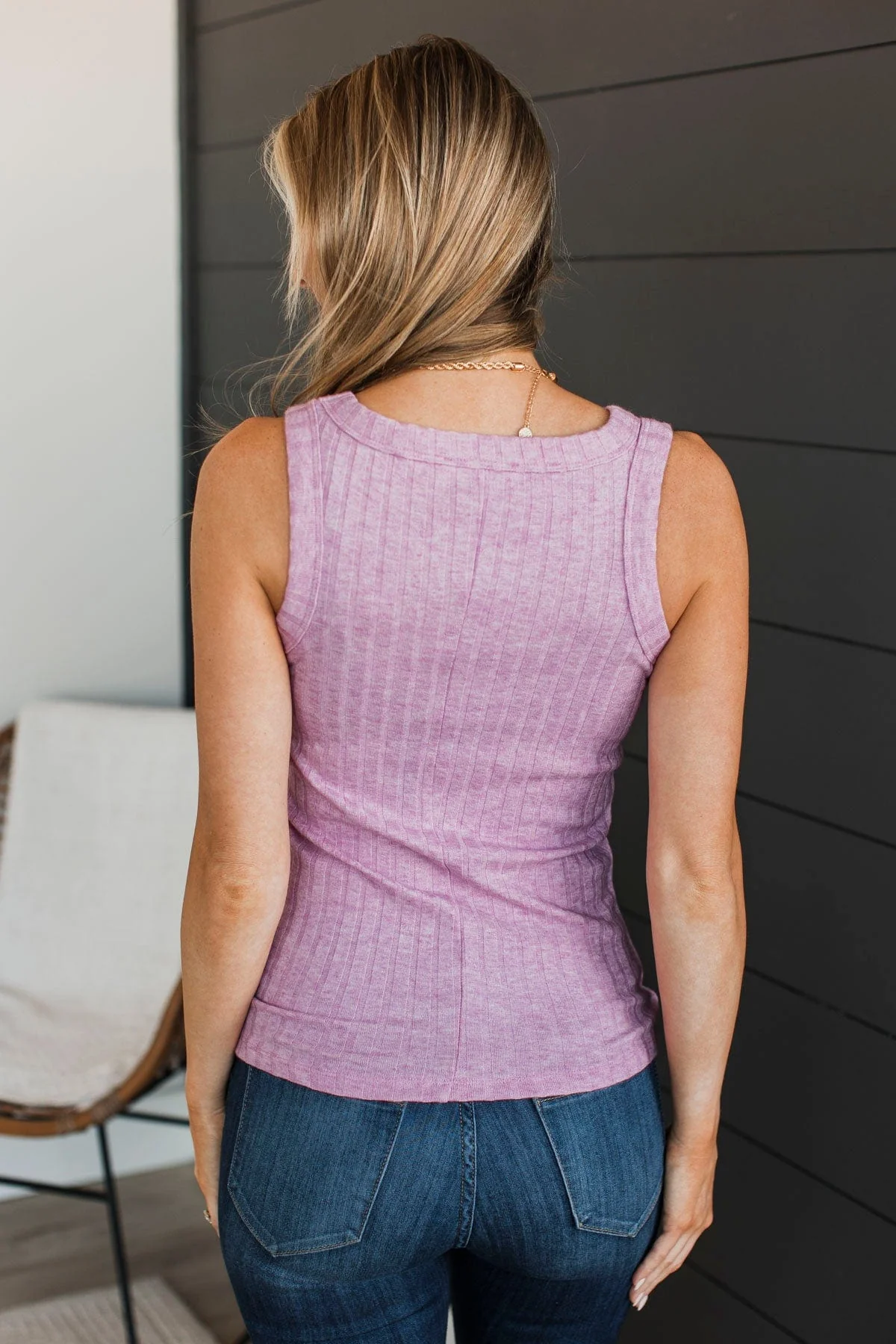 Think I Love This Ribbed Tank Top- Orchid - Image 7