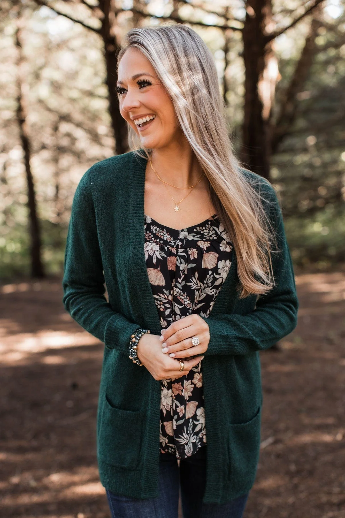 Think It Over Knit Cardigan- Forest Green - Image 3