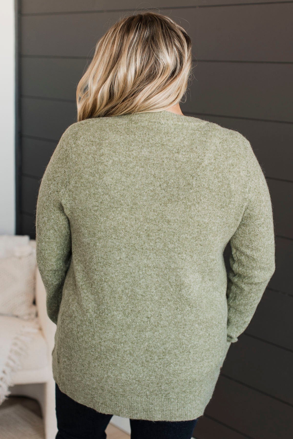 Think It Over Knit Cardigan- Sage - Image 6