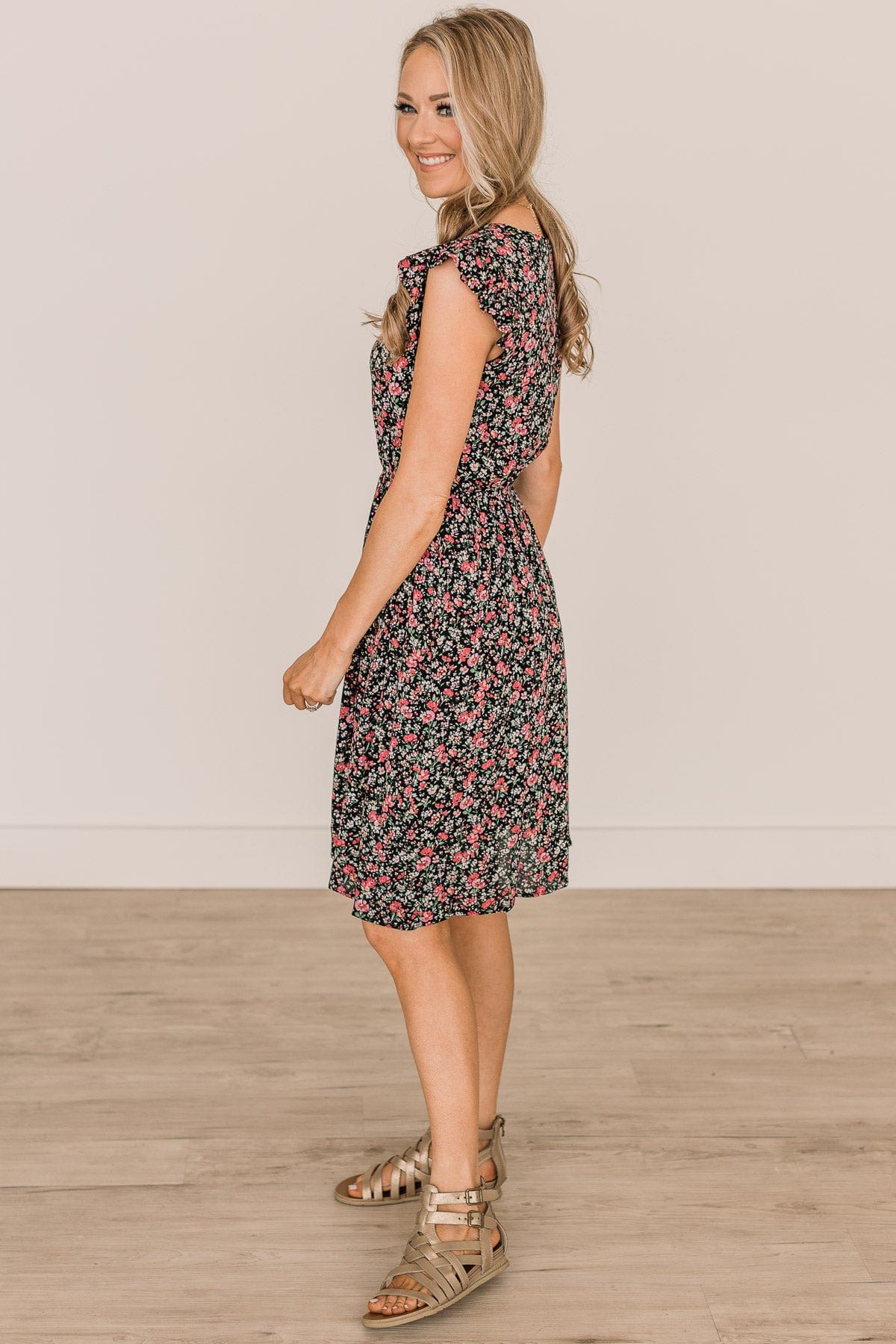 Think It Through Floral Dress- Black & Pink - Image 5