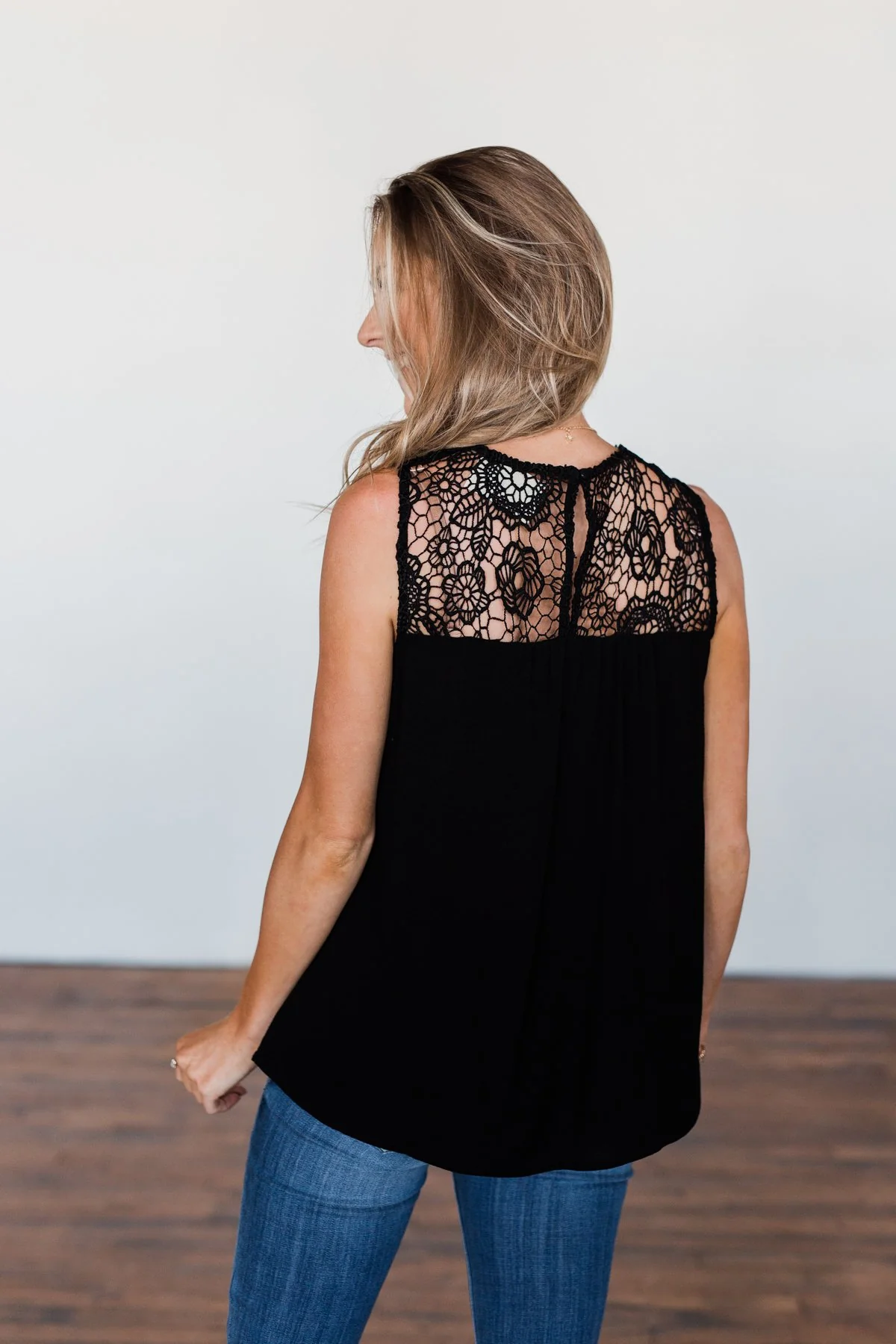Thinking About Us Floral Crochet Tank Top- Black - Image 12