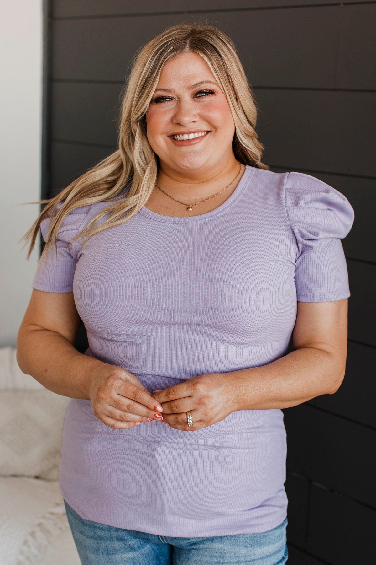Thinking Ahead Puff Sleeve Top- Lavender - Image 2