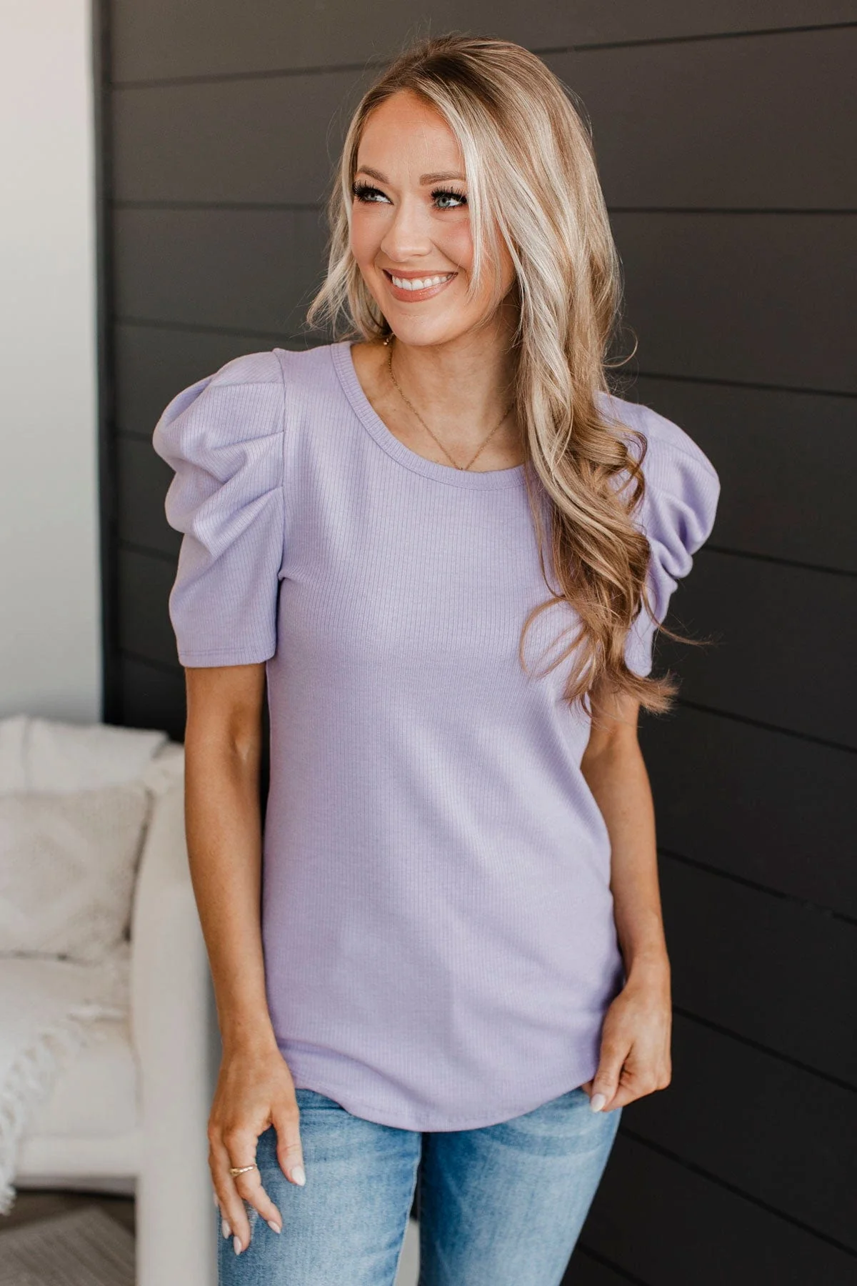 Thinking Ahead Puff Sleeve Top- Lavender - Image 3