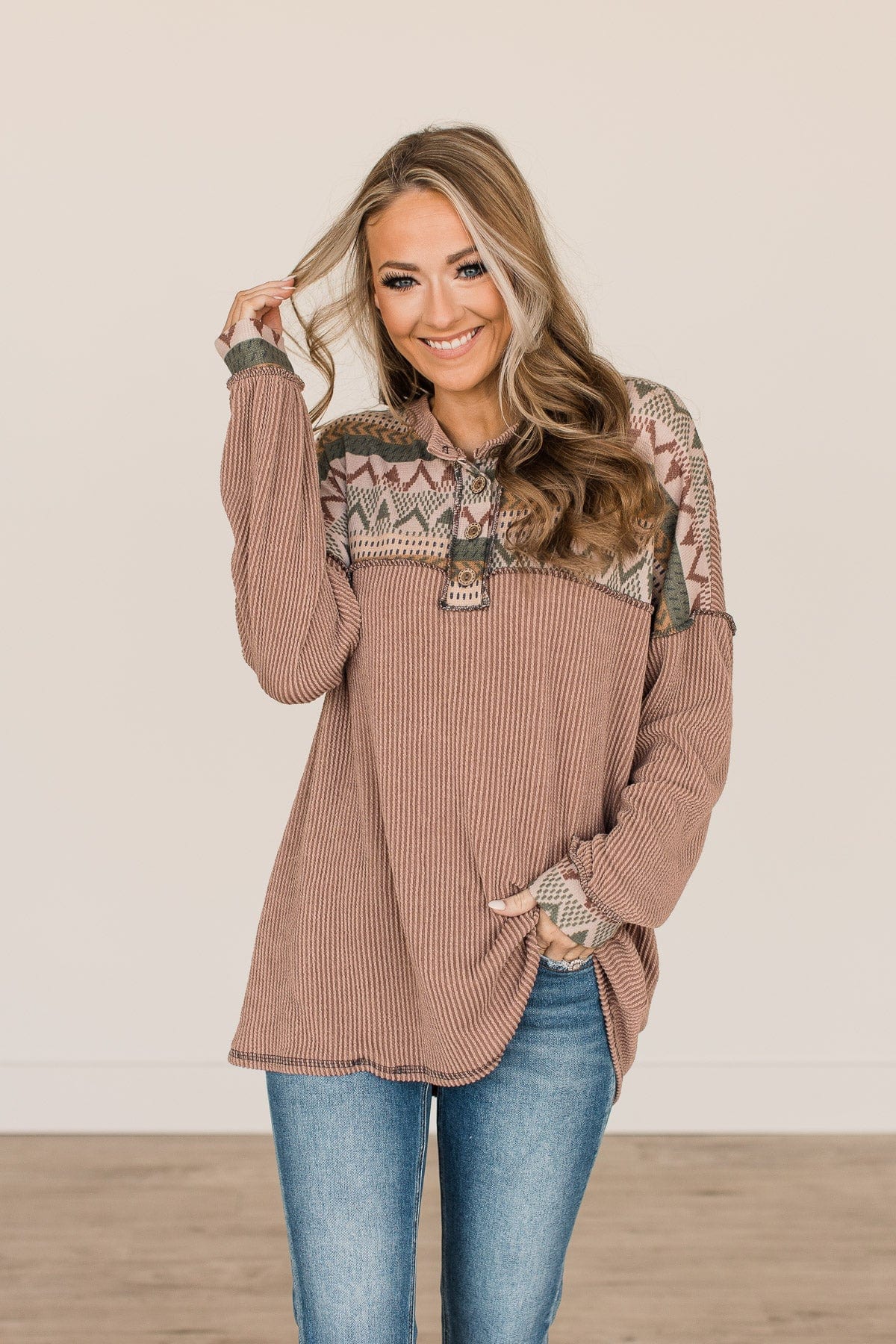 Thinking Out Loud Knit Top- Camel - Image 3