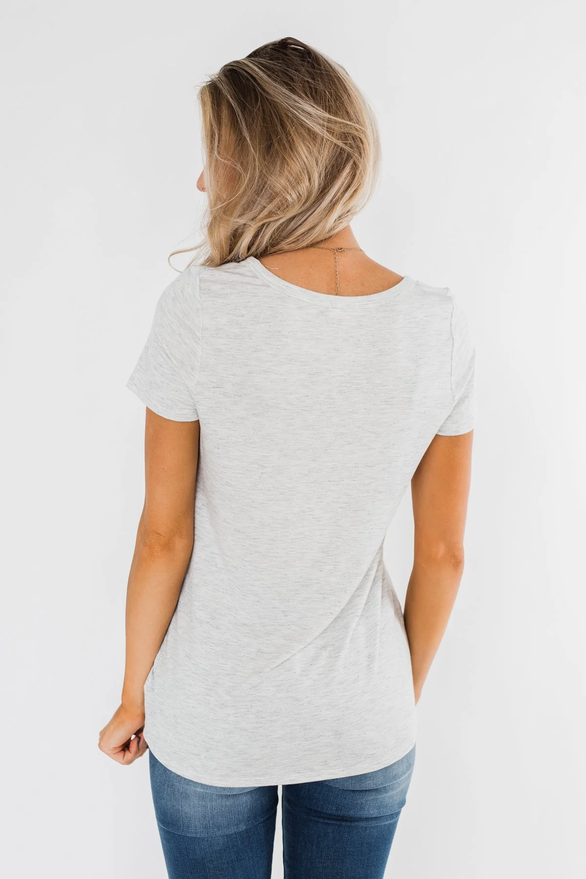 This is Me Notch Pocket Top- Light Heather Grey - Image 9