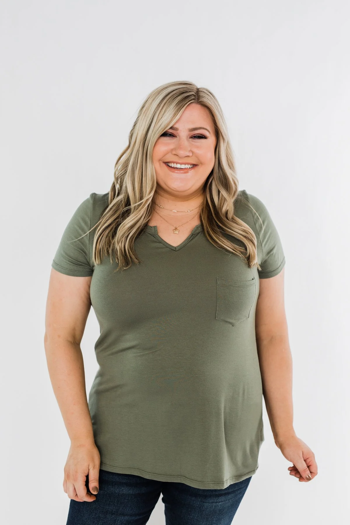 This is Me Notch Pocket Top- Olive - Image 2