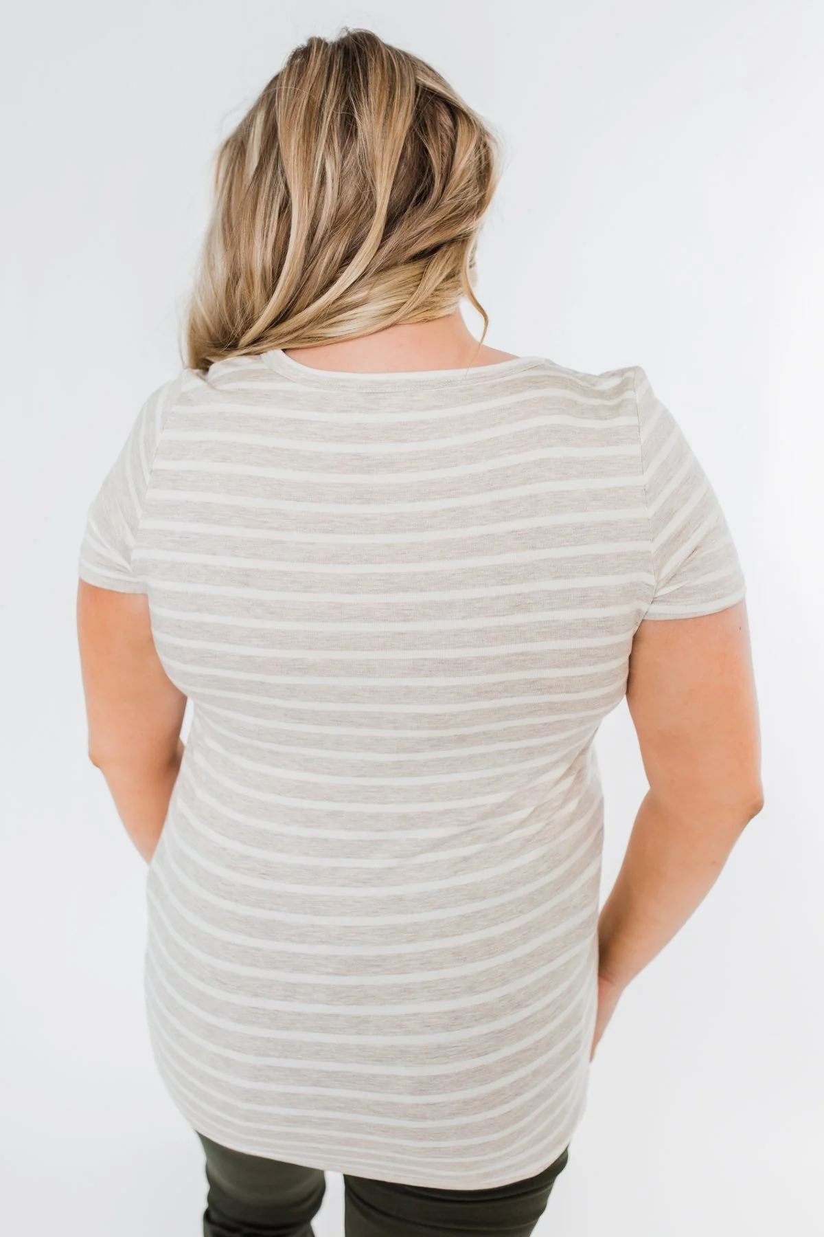This is Me Striped Notch Pocket Top- Oatmeal & Ivory - Image 9