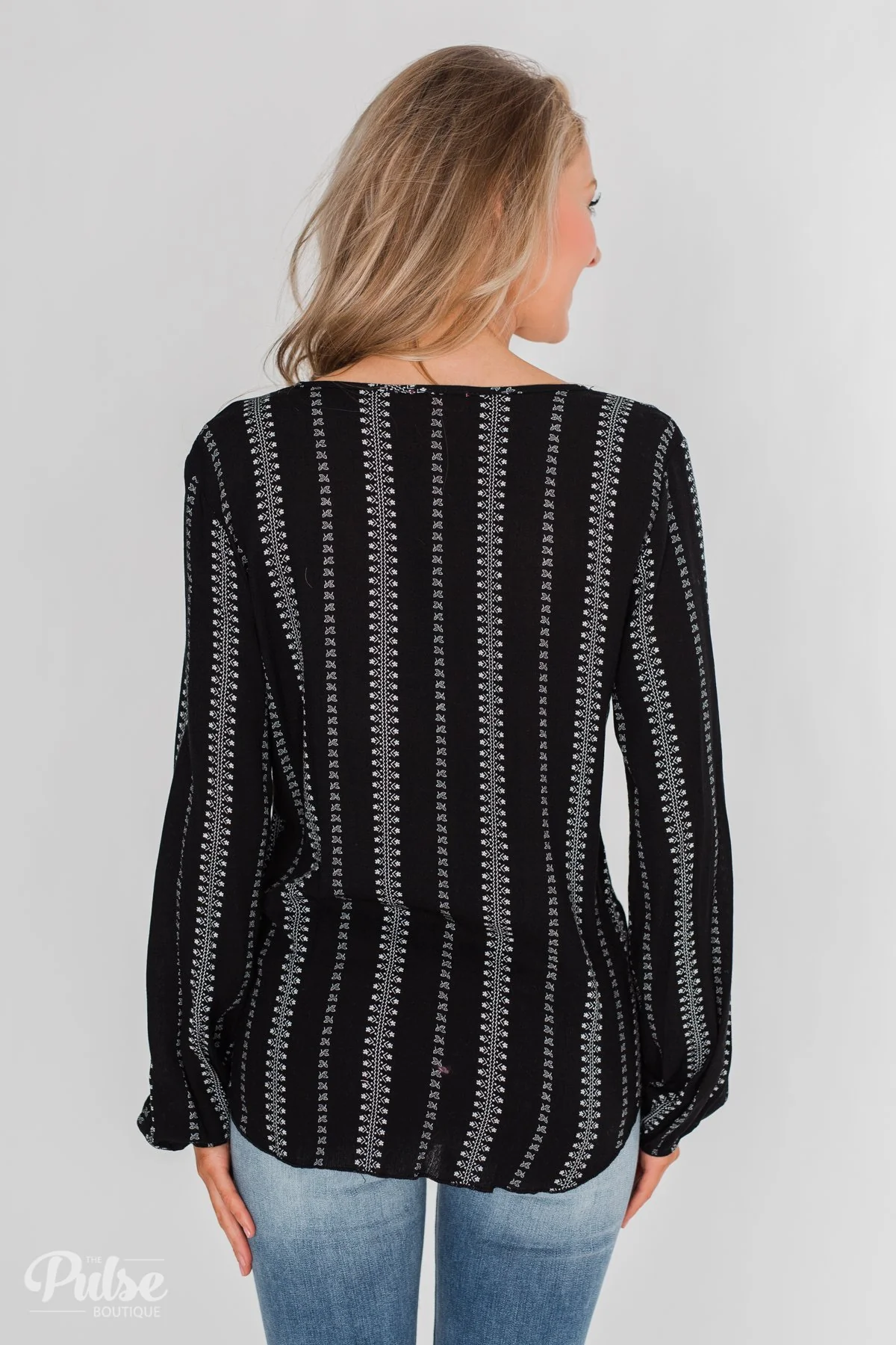 This Isn't Goodbye Front Knot Blouse- Black - Image 6