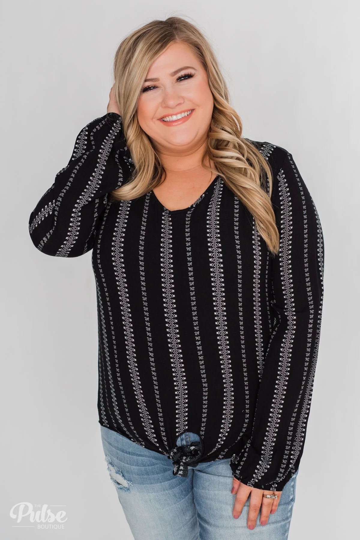 This Isn't Goodbye Front Knot Blouse- Black - Image 7