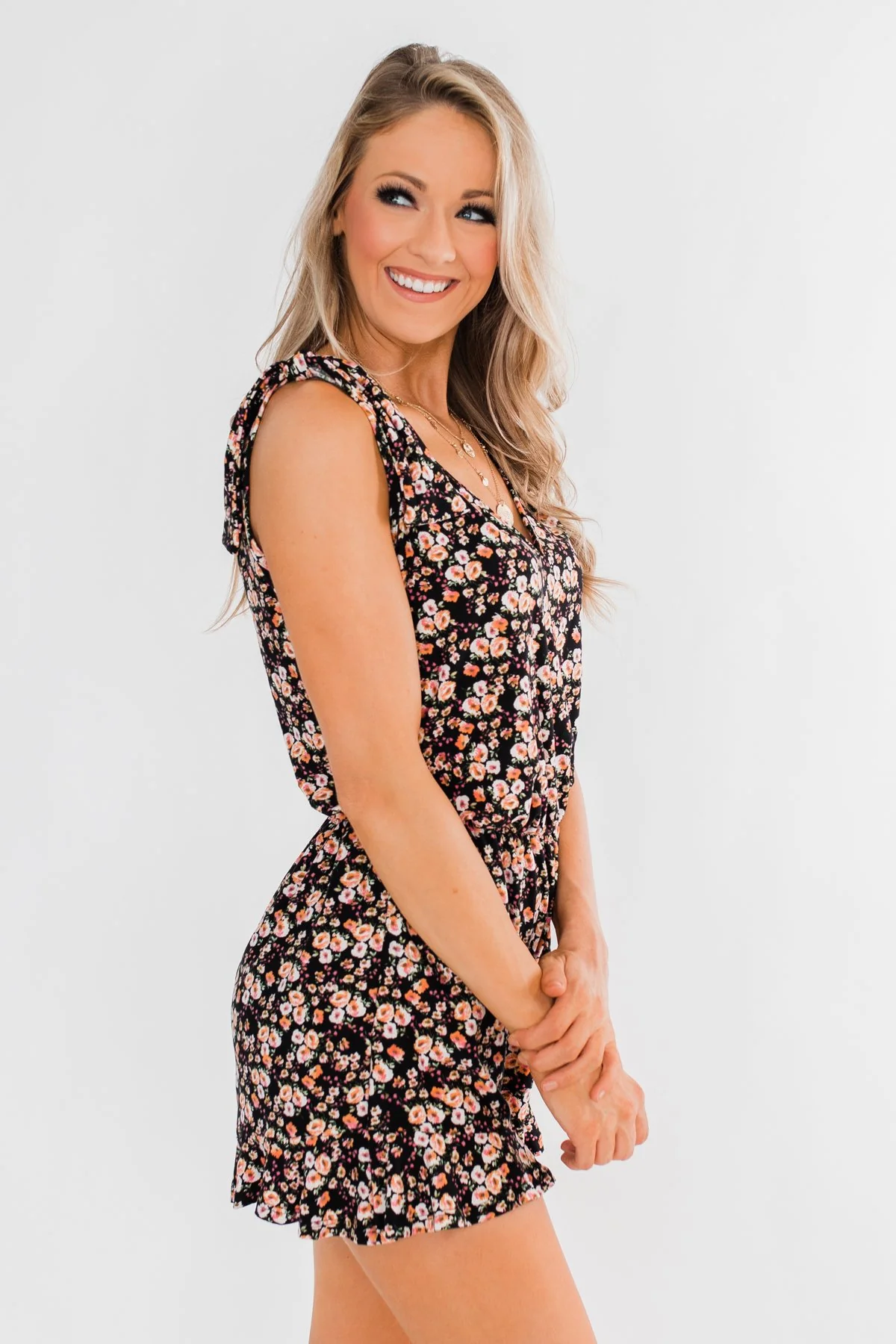 This Very Moment Floral Romper- Black - Image 10