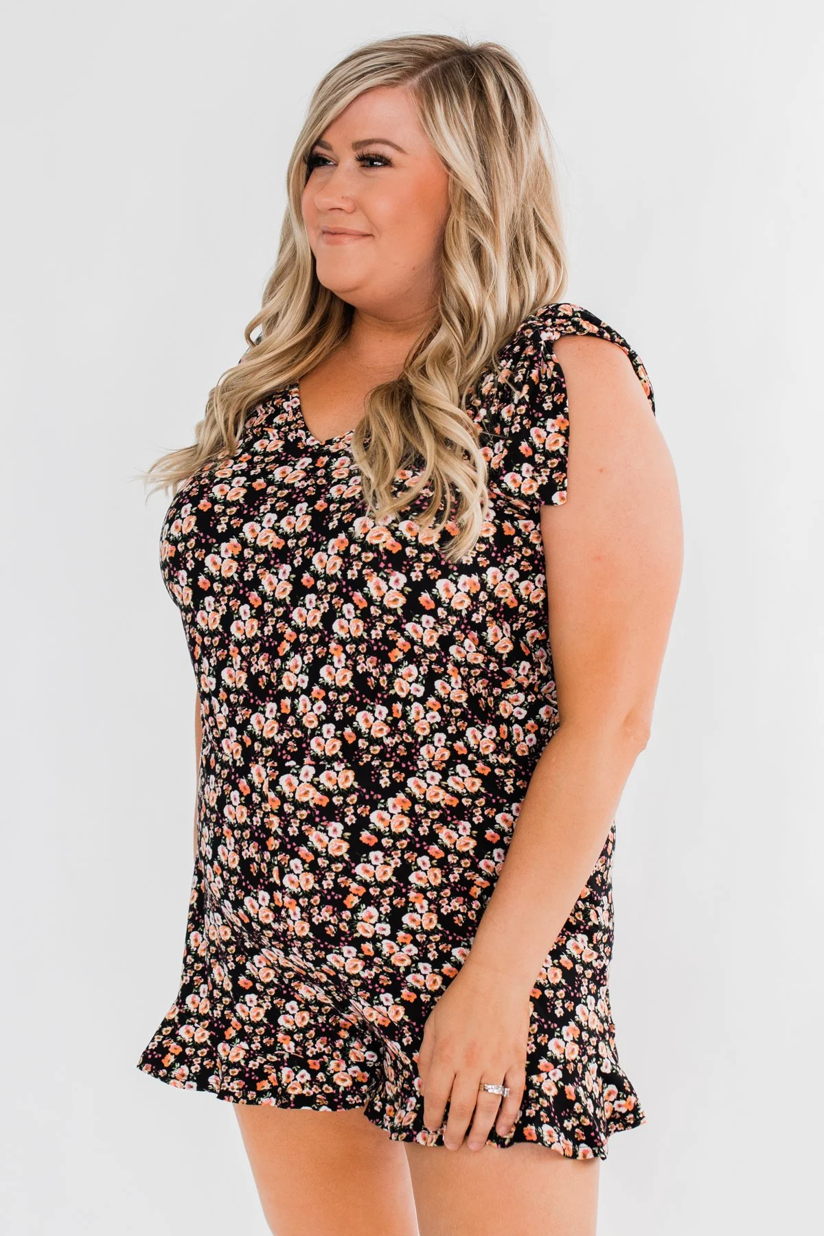 This Very Moment Floral Romper- Black - Image 9
