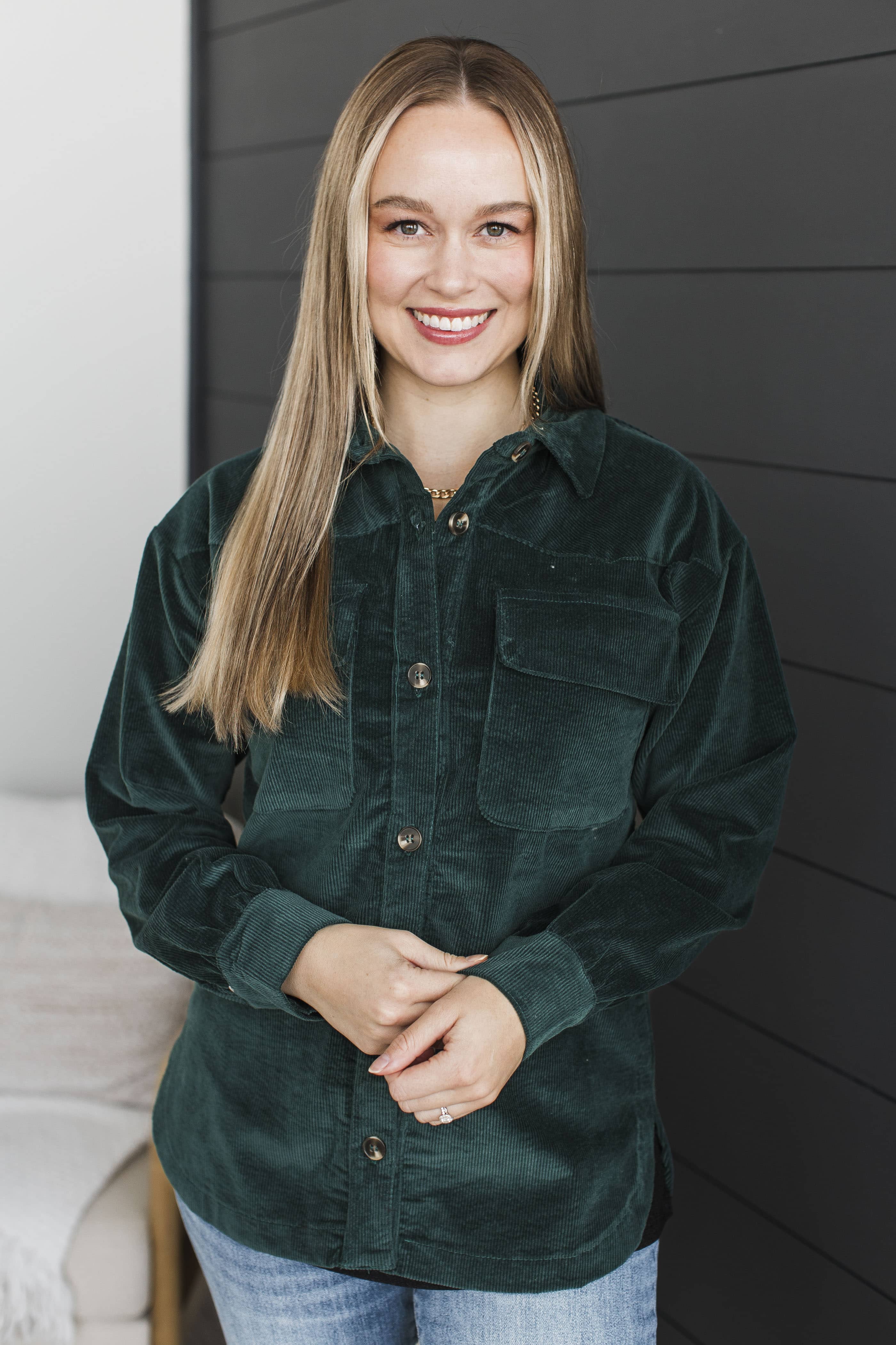 Thread & Supply Cheerful Bliss Corduroy Jacket- Evergreen - Image 2