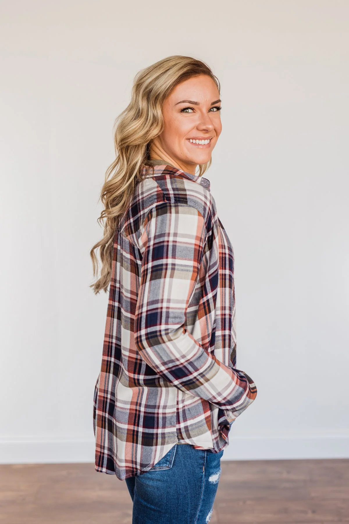 Thread & Supply Deep Feelings Plaid Top- Olive & Copper - Image 6