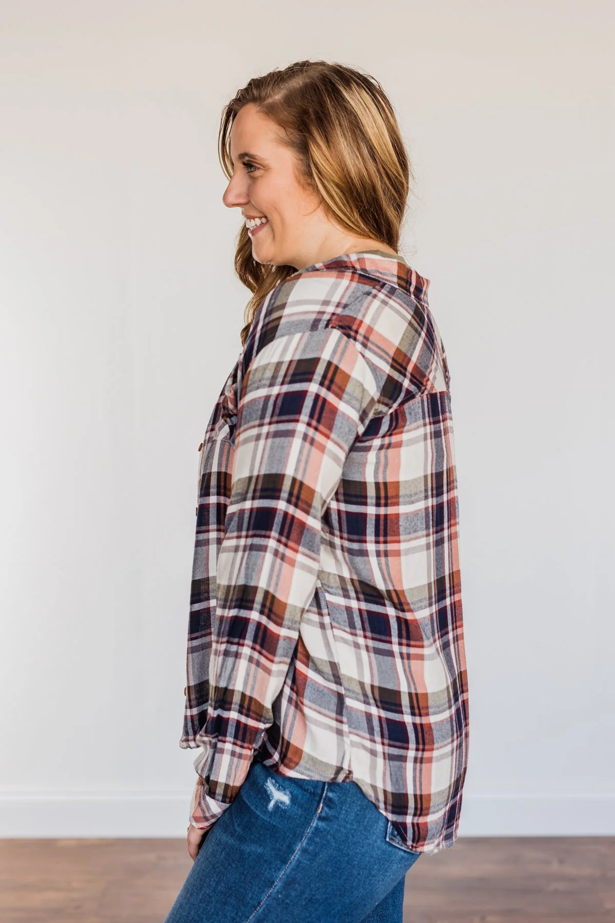Thread & Supply Deep Feelings Plaid Top- Olive & Copper - Image 7