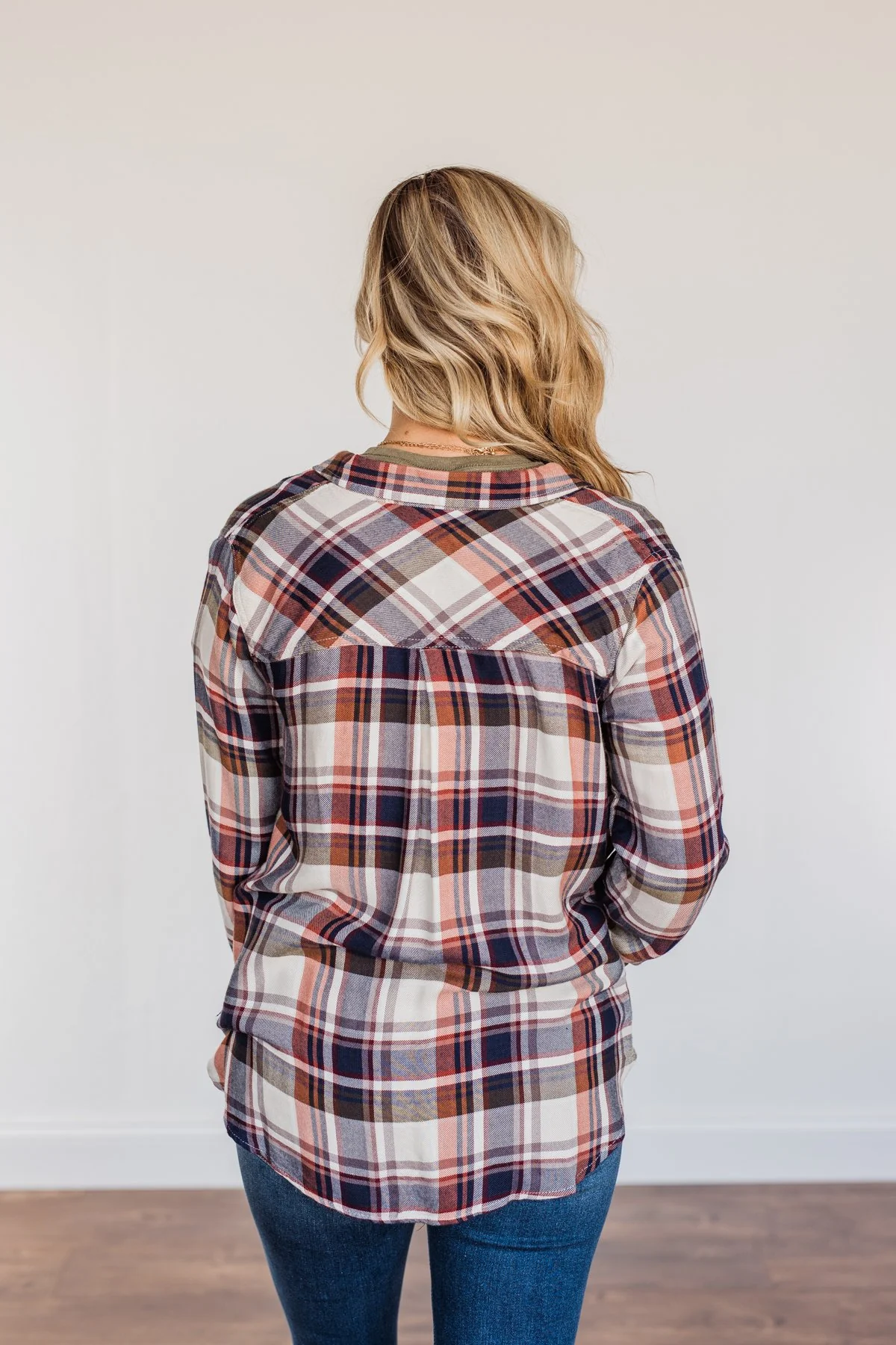 Thread & Supply Deep Feelings Plaid Top- Olive & Copper - Image 8