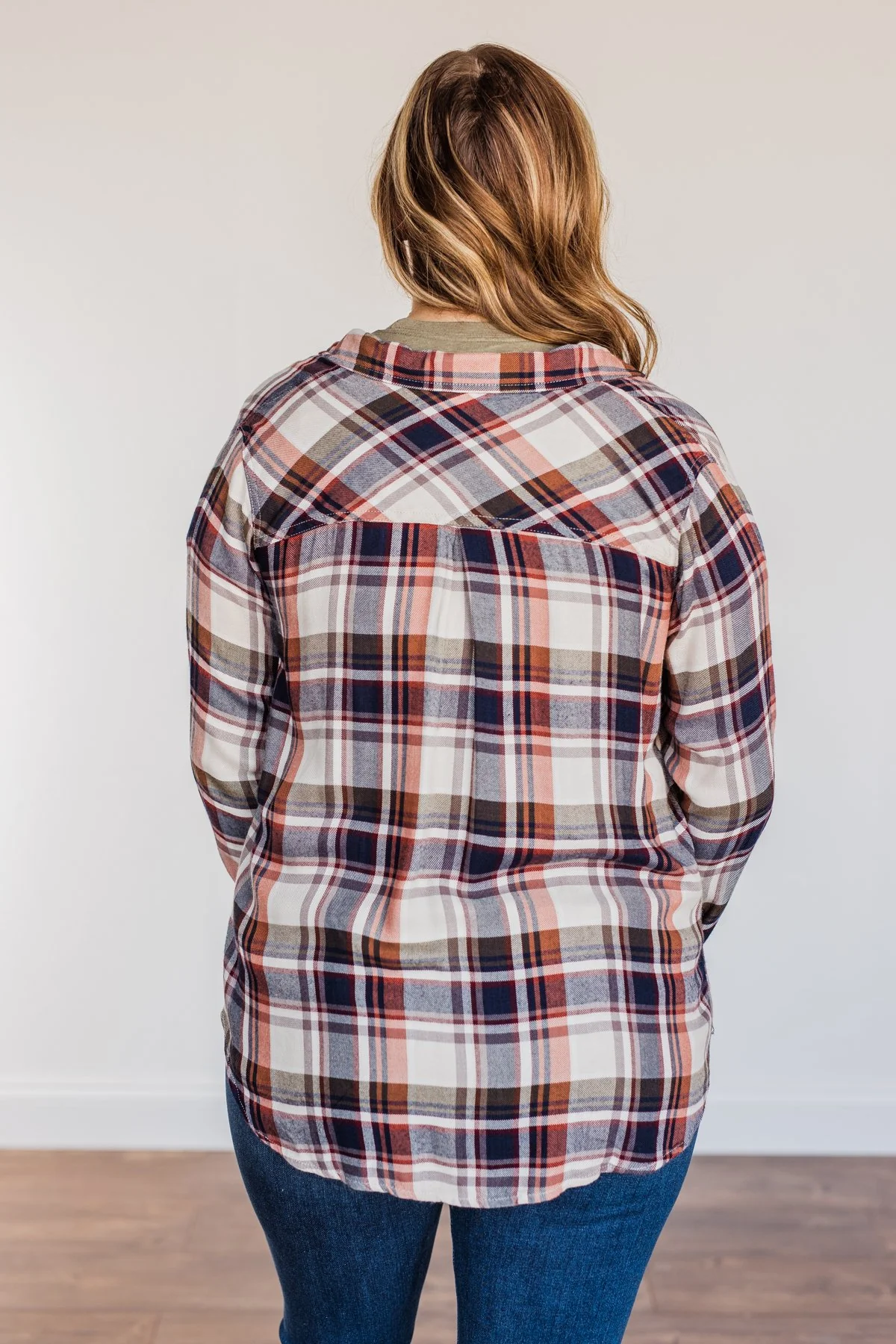 Thread & Supply Deep Feelings Plaid Top- Olive & Copper - Image 9