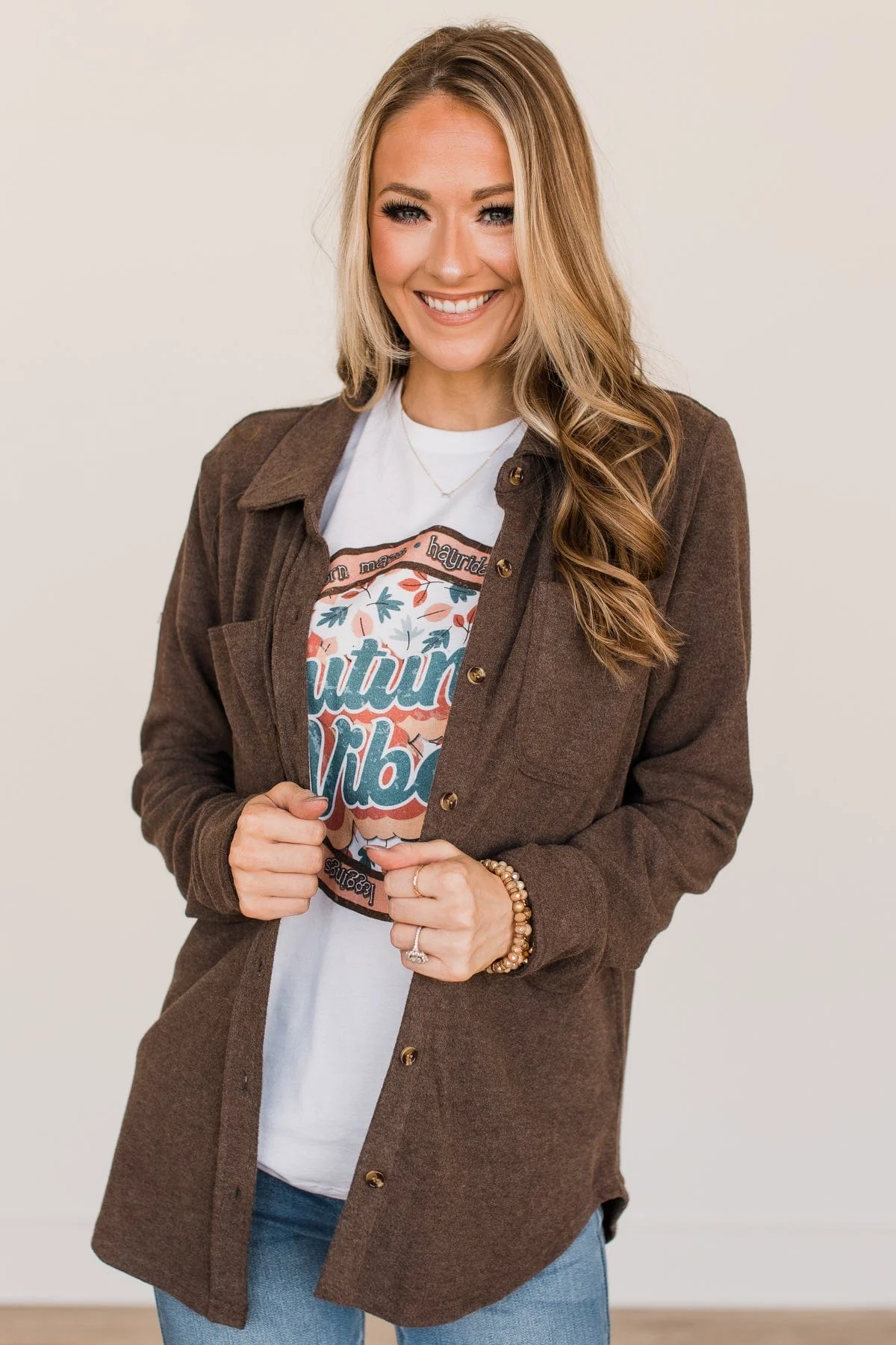 Thread & Supply Free Falling Lightweight Button Down Jacket- Brown - Image 3