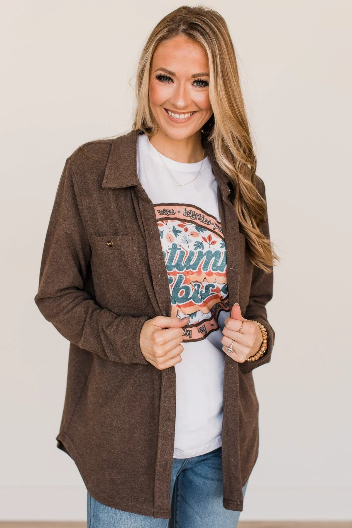 Thread & Supply Free Falling Lightweight Button Down Jacket- Brown - Image 5