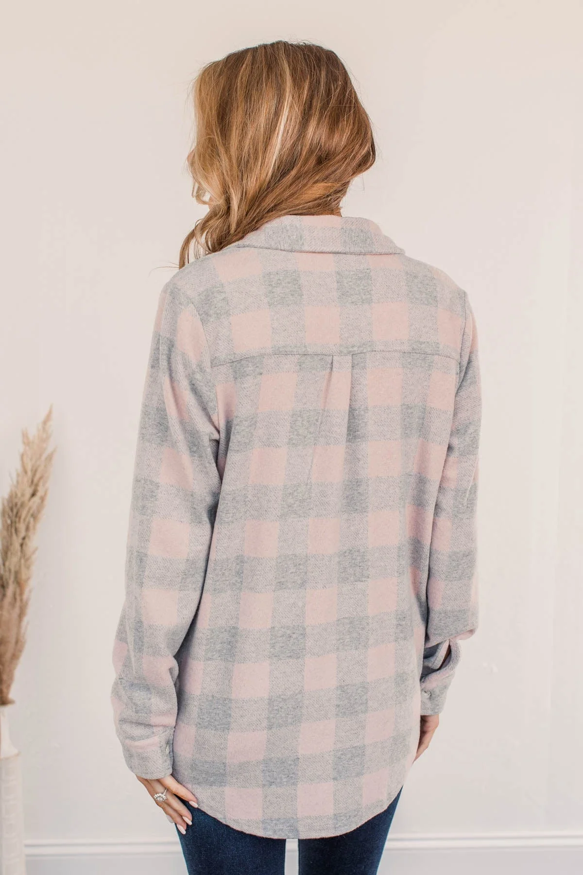 Thread & Supply Free Falling Lightweight Button Down Jacket- Gray & Pink - Image 11