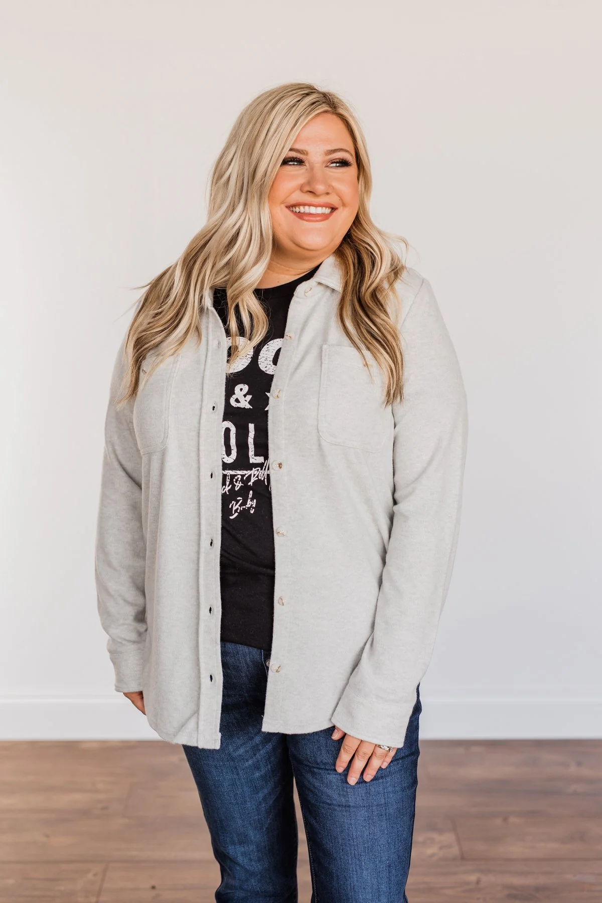 Thread & Supply Free Falling Lightweight Button Down Jacket- Light Grey - Image 6