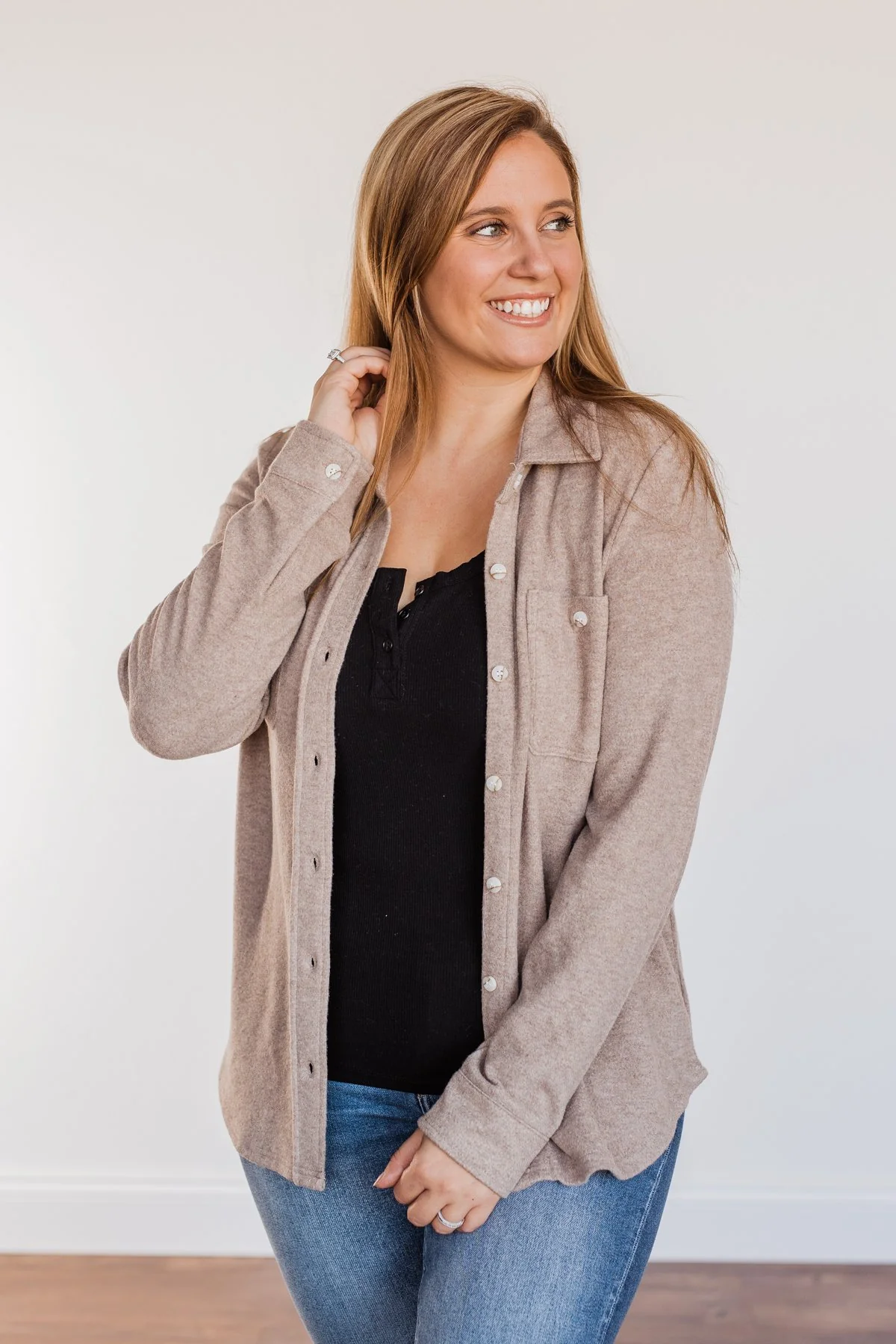 Thread & Supply Free Falling Lightweight Button Down Jacket- Taupe - Image 5