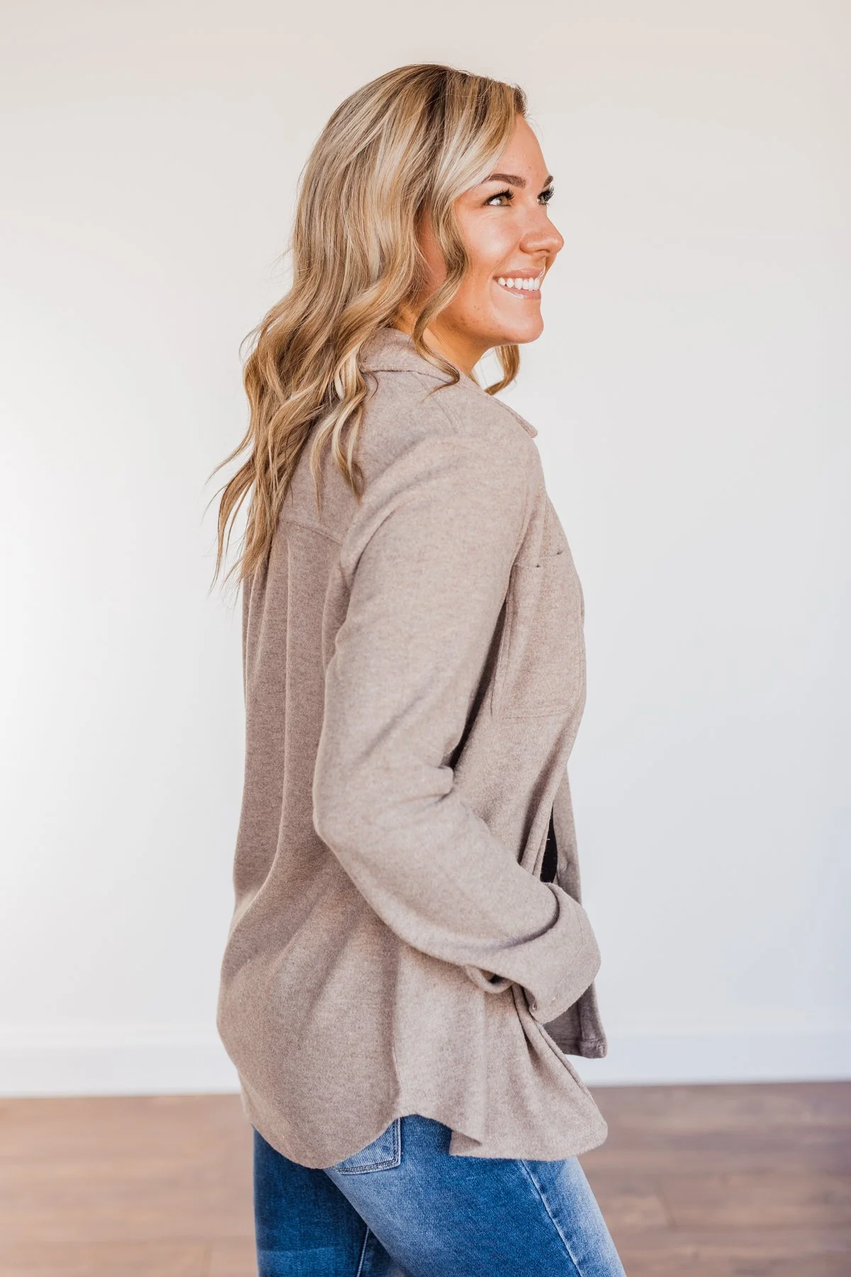Thread & Supply Free Falling Lightweight Button Down Jacket- Taupe - Image 9