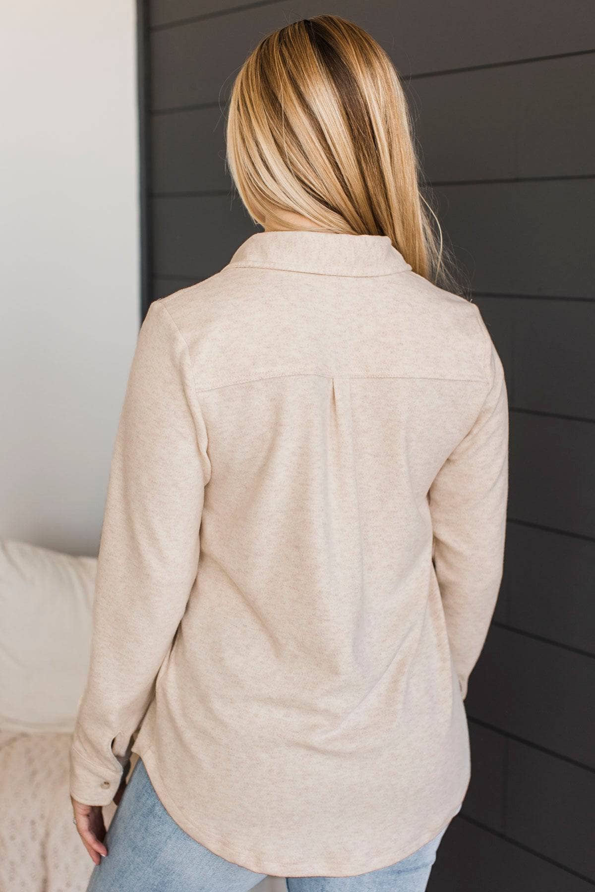 Thread & Supply Free Falling Shirt Jacket- Pink Oatmeal - Image 7