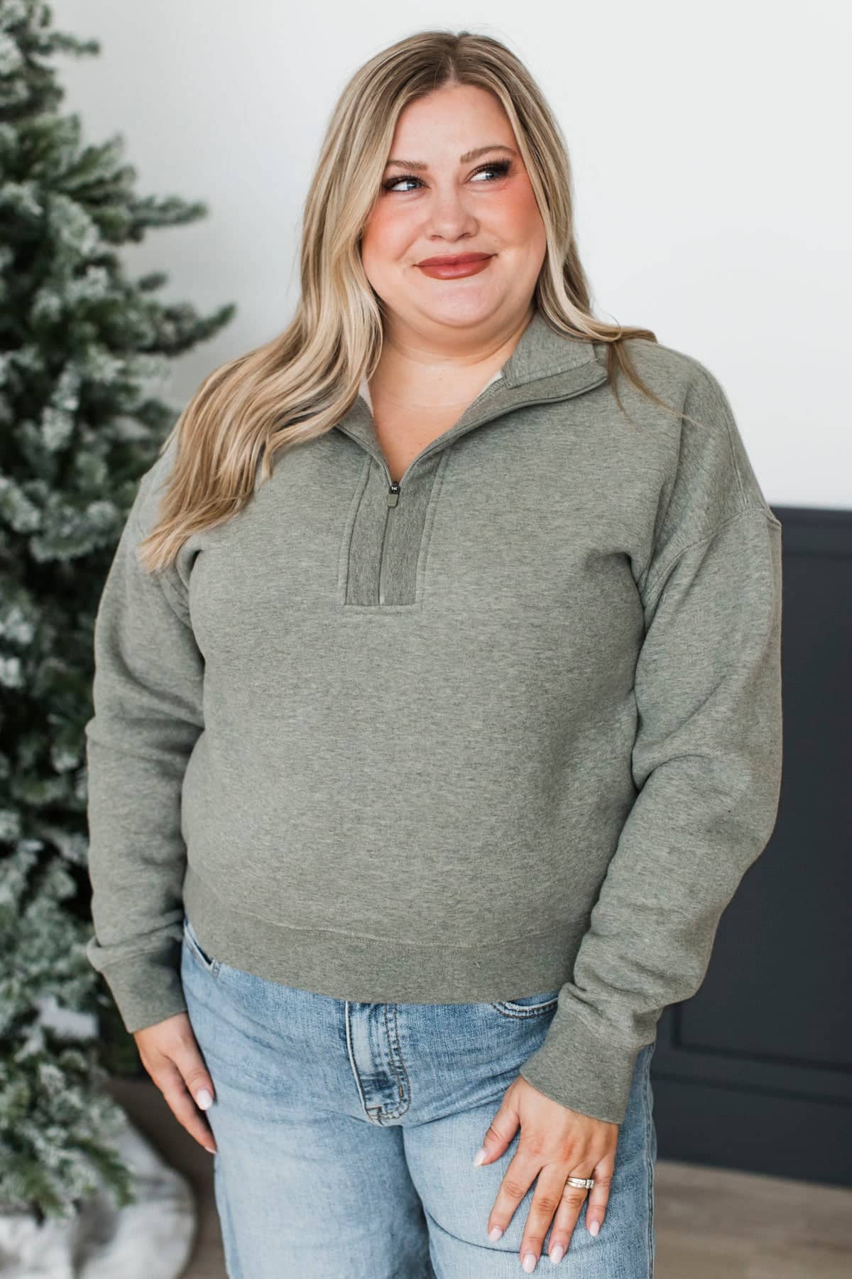 Thread & Supply Half Zip Pullover- Vetiver Grey