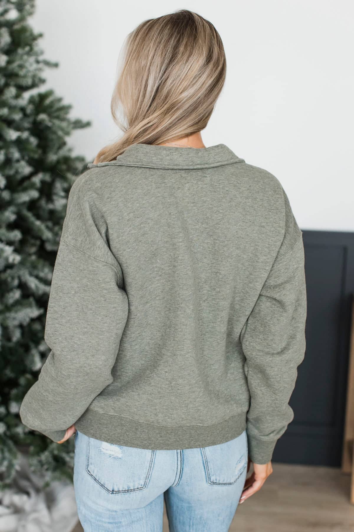Thread & Supply Half Zip Pullover- Vetiver Grey - Image 6
