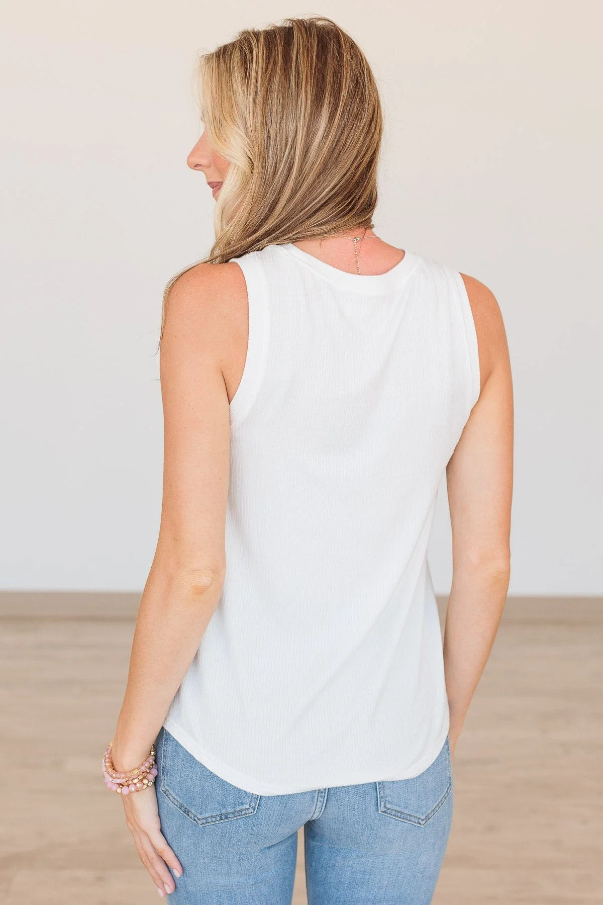 Thread & Supply Kiss Me Hard Ribbed Top- Off White - Image 9