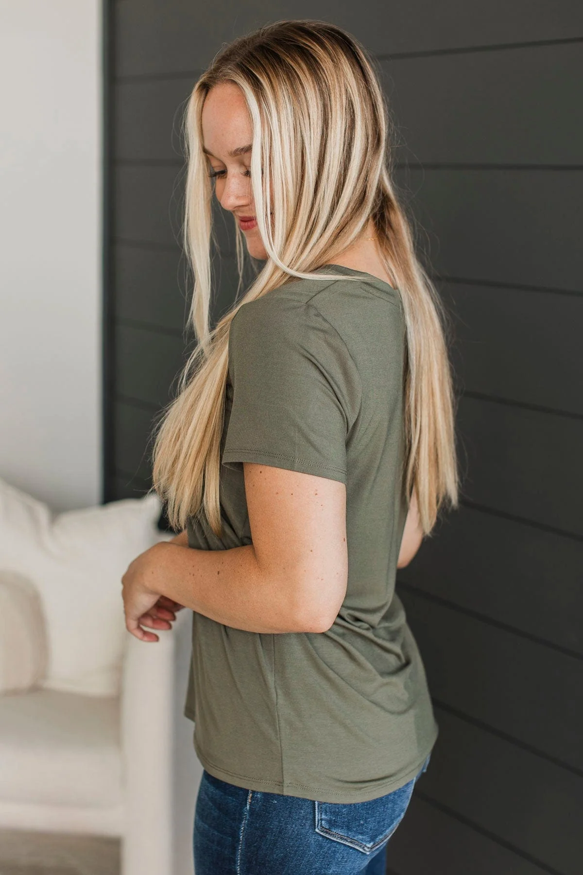 Thread & Supply Late Night Chats Top- Dark Olive - Image 5