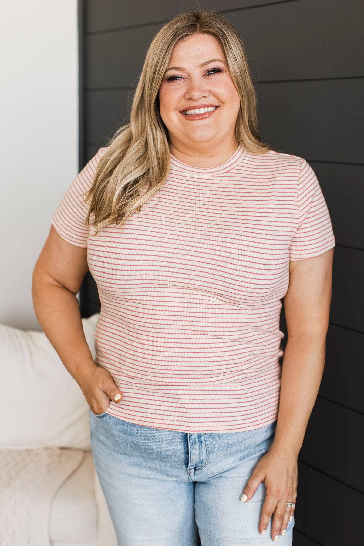 Thread & Supply Lucky Moves Striped Top- Cream & Pink - Image 2