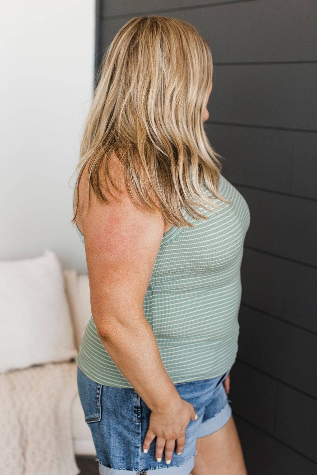 Thread & Supply On The Road Tank Top- Dusty Sage Stripe - Image 7