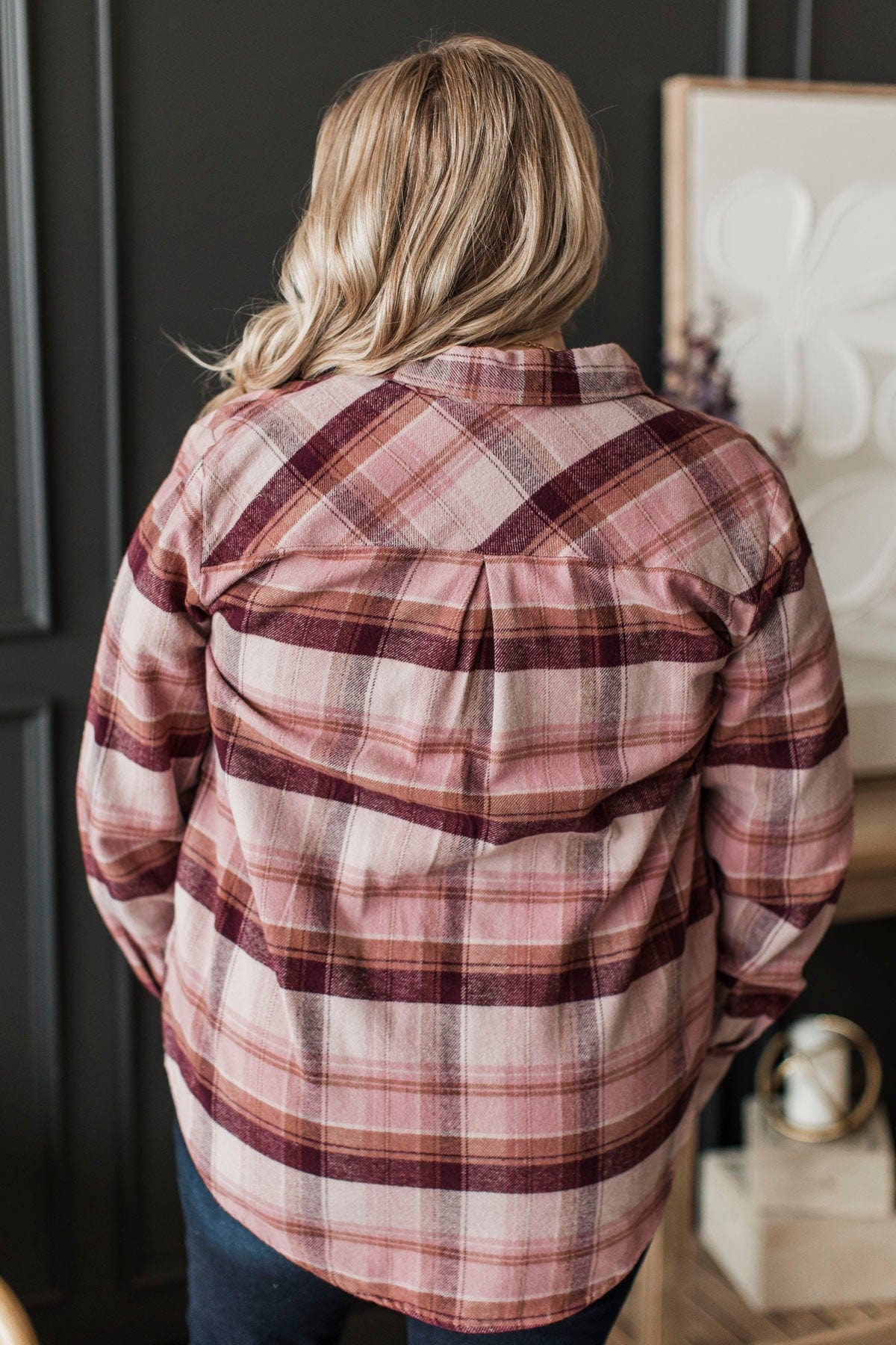 Thread & Supply Places To Love Plaid Button Top- Magenta - Image 5