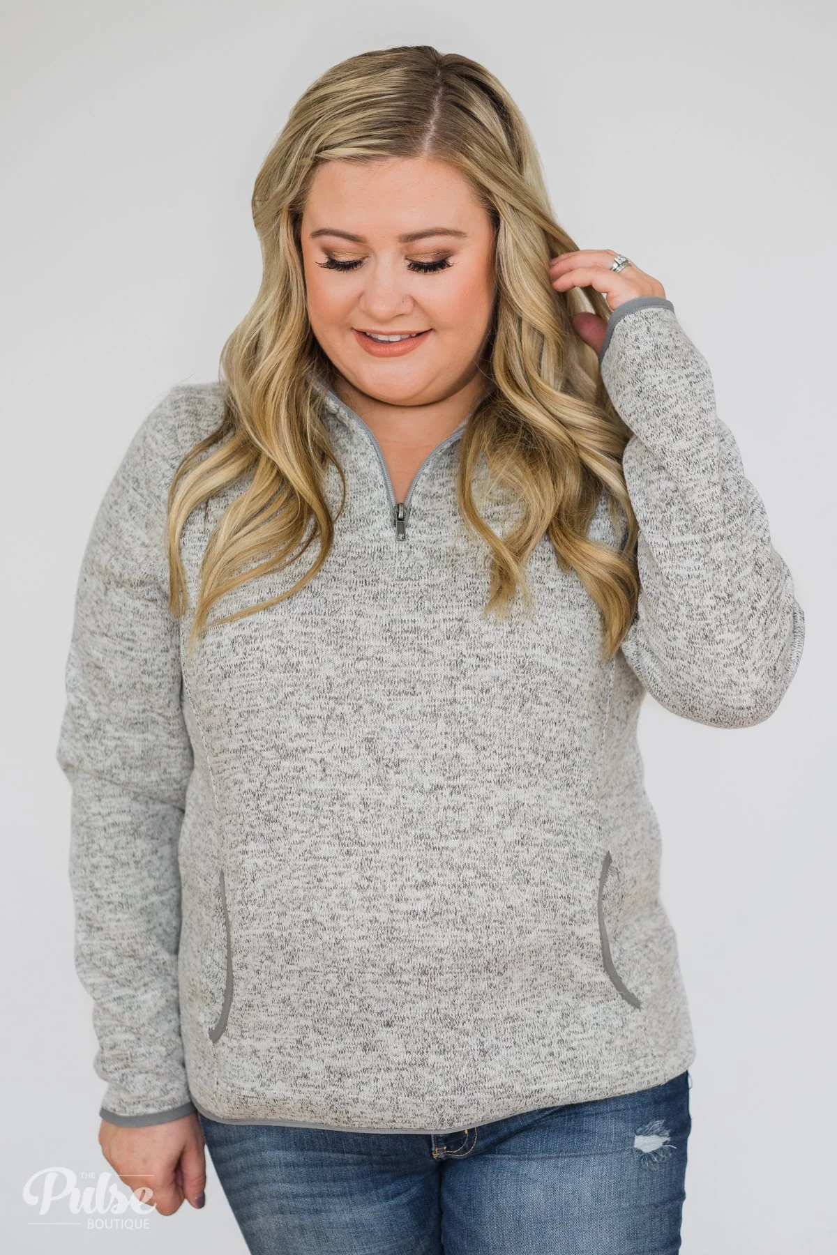 Thread & Supply Pullover Quarter Zip- Heather Grey - Image 10