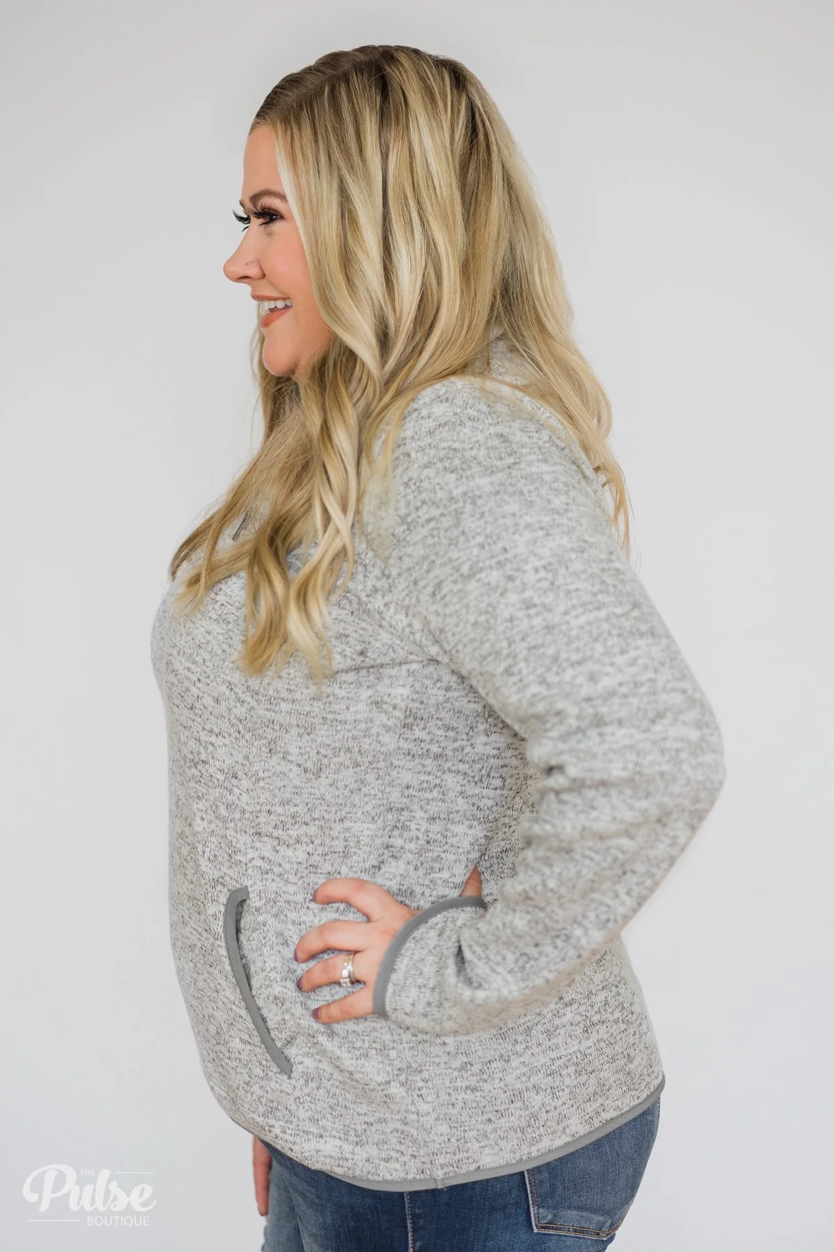 Thread & Supply Pullover Quarter Zip- Heather Grey - Image 11