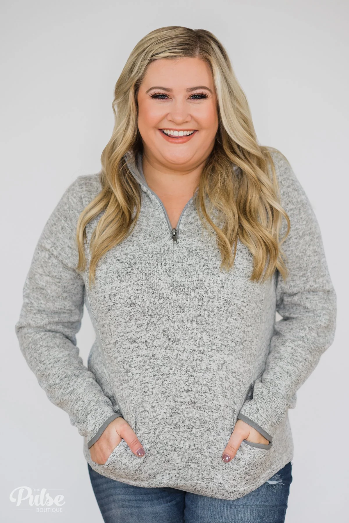 Thread & Supply Pullover Quarter Zip- Heather Grey - Image 3