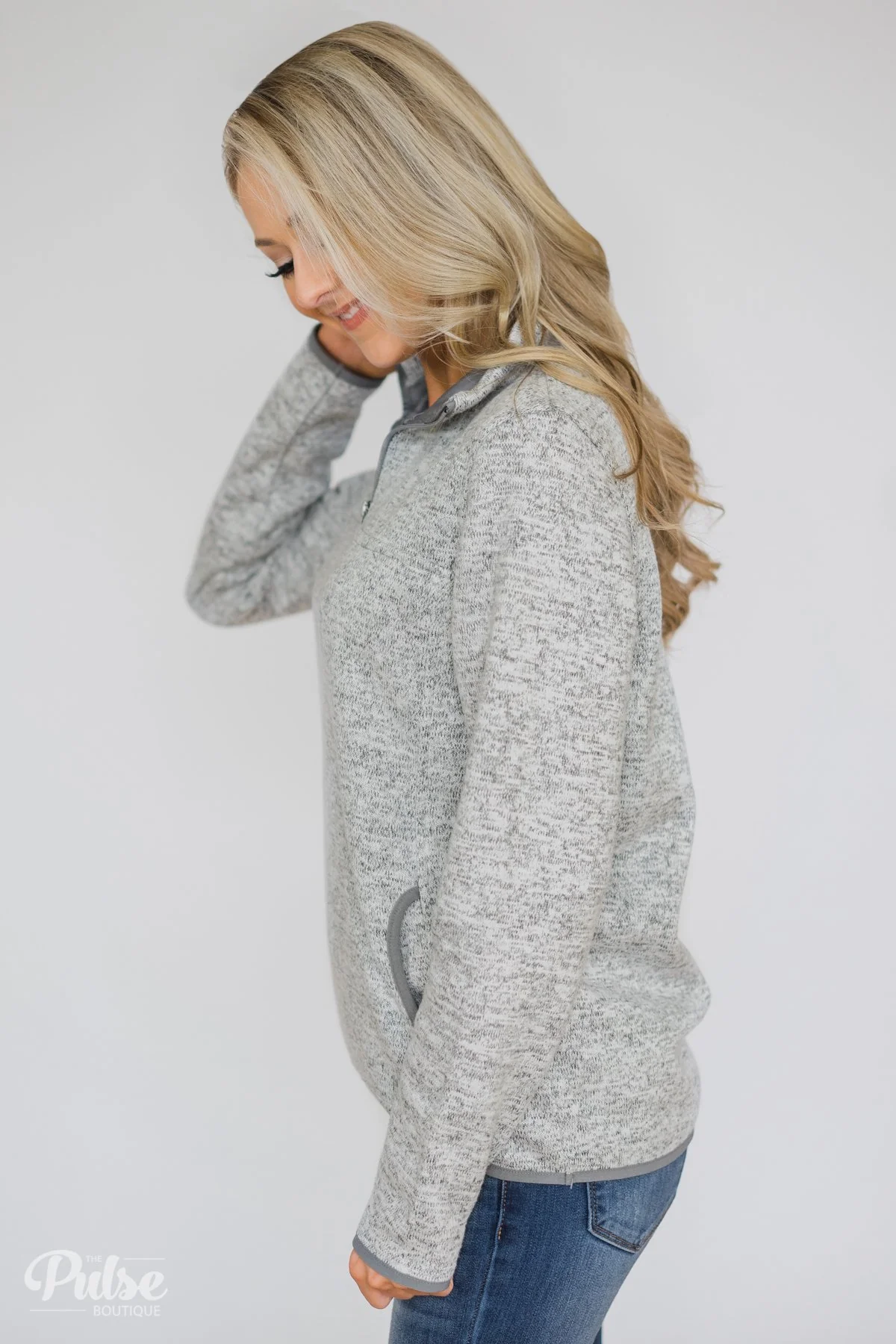 Thread & Supply Pullover Quarter Zip- Heather Grey - Image 7