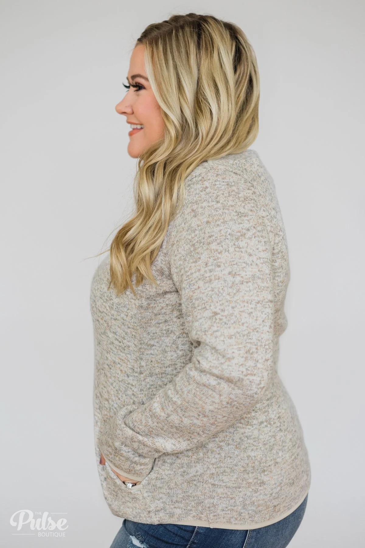 Thread & Supply Pullover Quarter Zip- Heather Oatmeal - Image 8