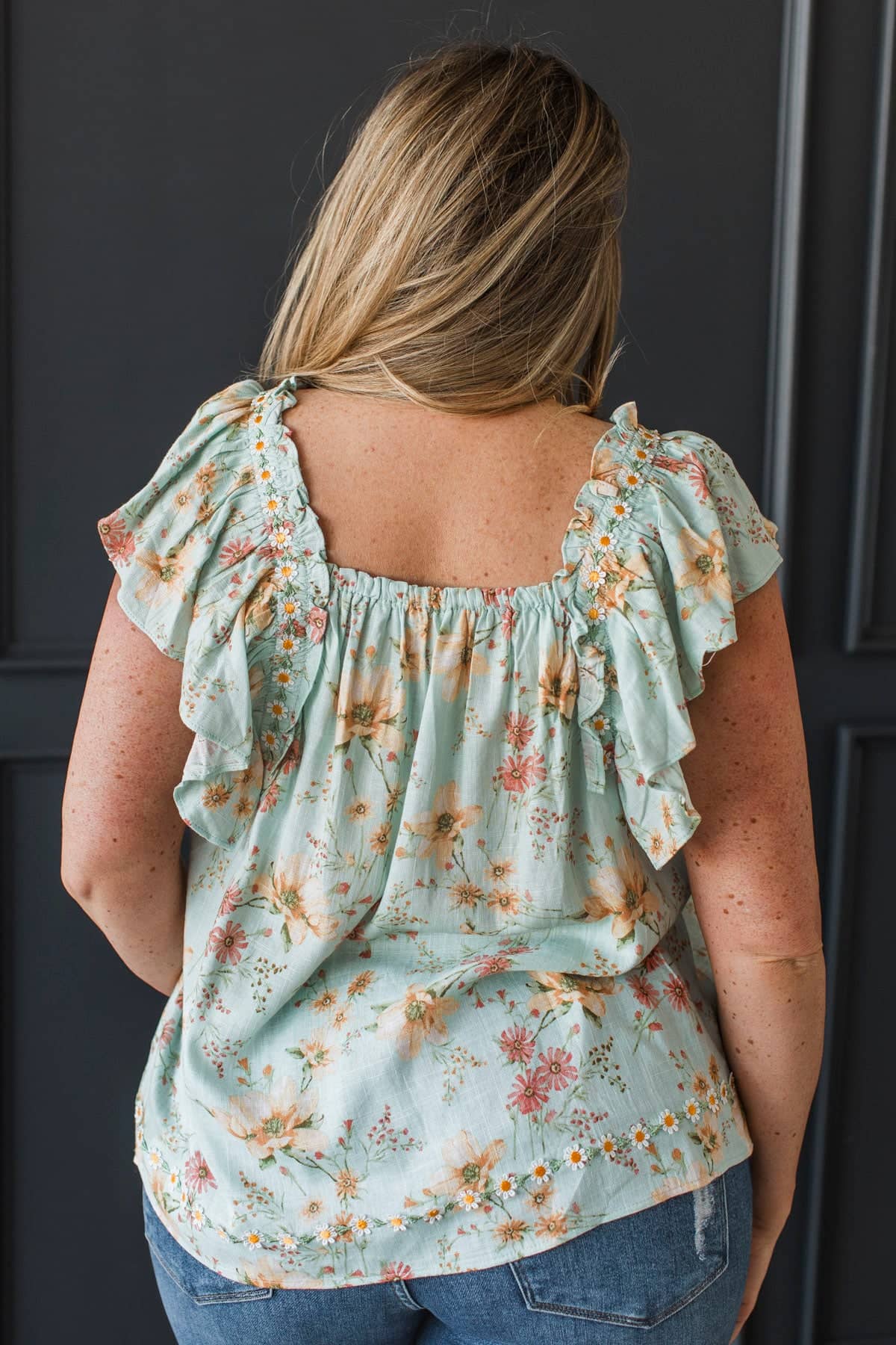 Through The Garden Embroidered Floral Blouse- Dusty Mint - Image 6