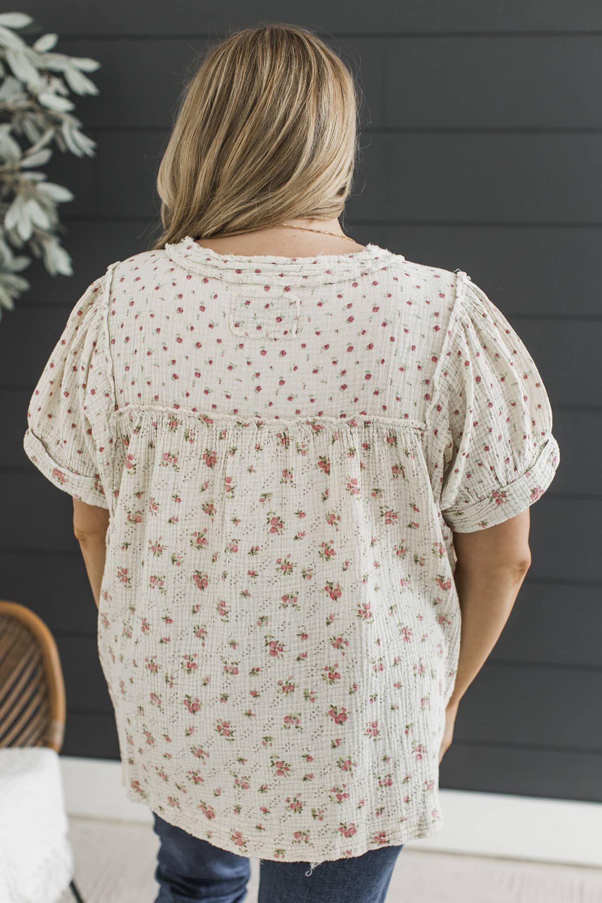 Through The Garden Gate Short Sleeve Top- Ecru - Image 7