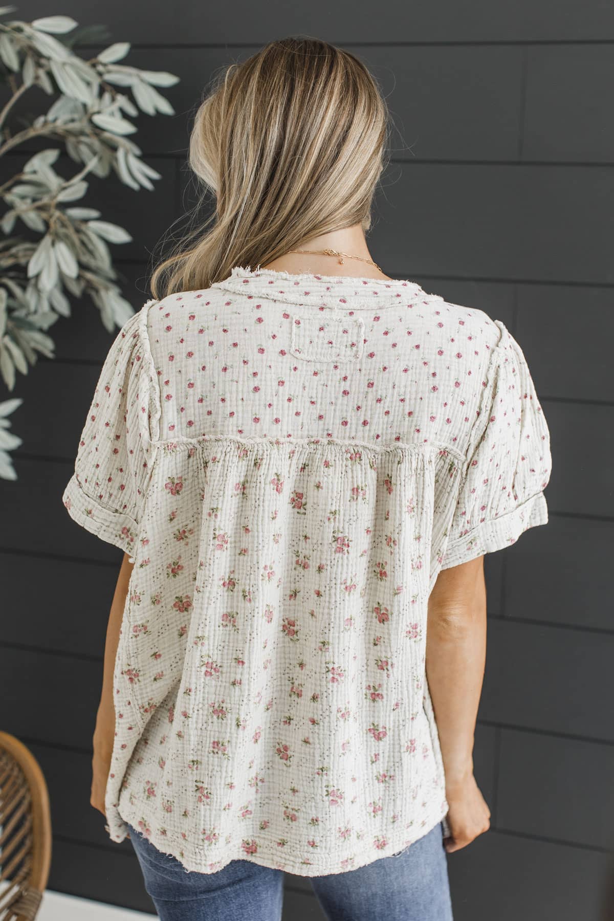 Through The Garden Gate Short Sleeve Top- Ecru - Image 8