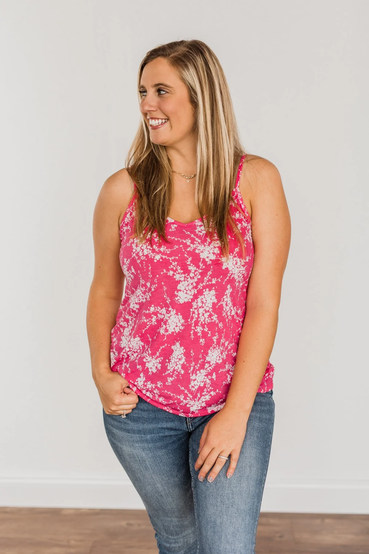 Ticket To Paradise Floral Print Tank Top- Fuchsia - Image 5