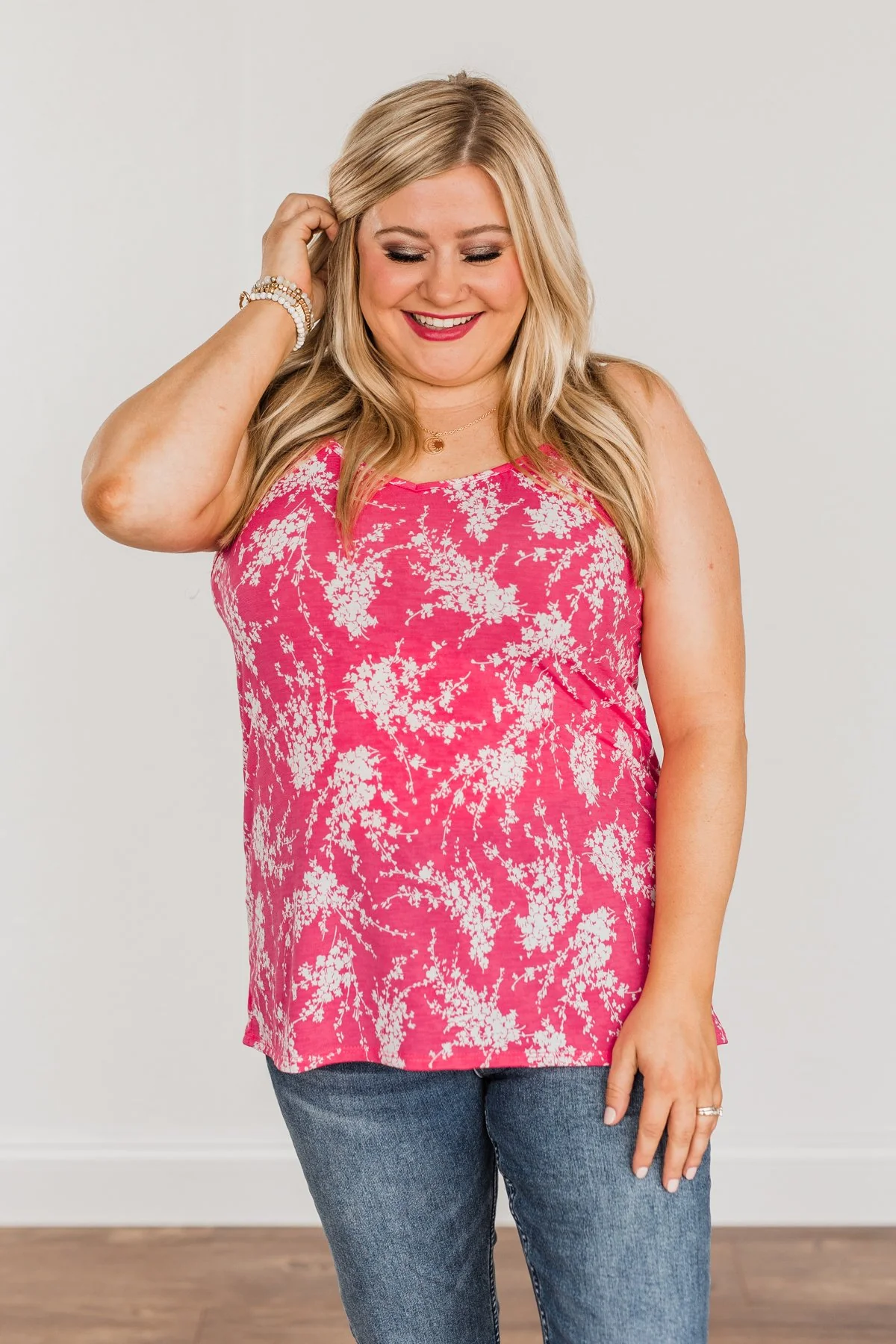 Ticket To Paradise Floral Print Tank Top- Fuchsia - Image 9