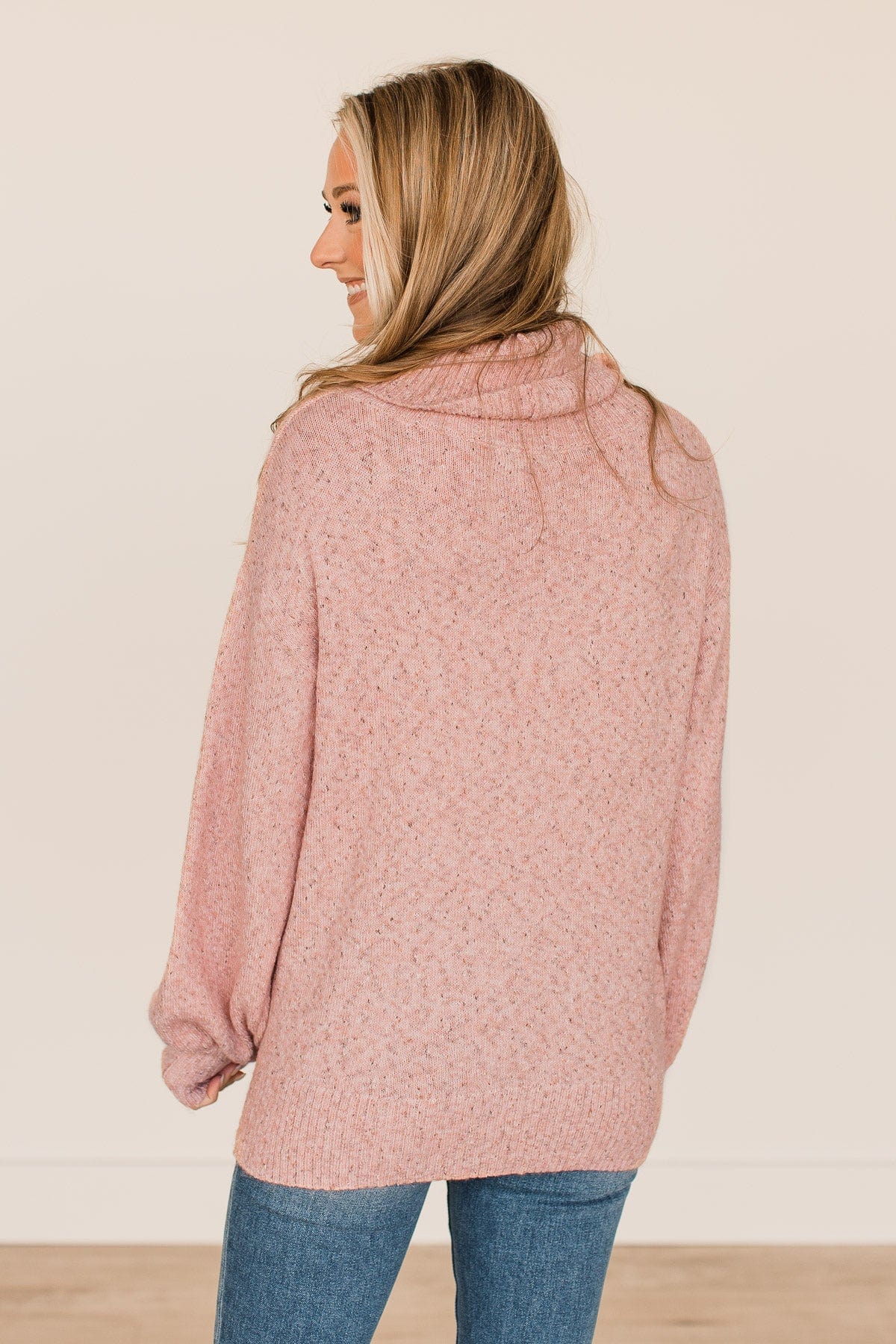 Tickled Pink Turtle Neck Sweater- Dusty Pink - Image 9