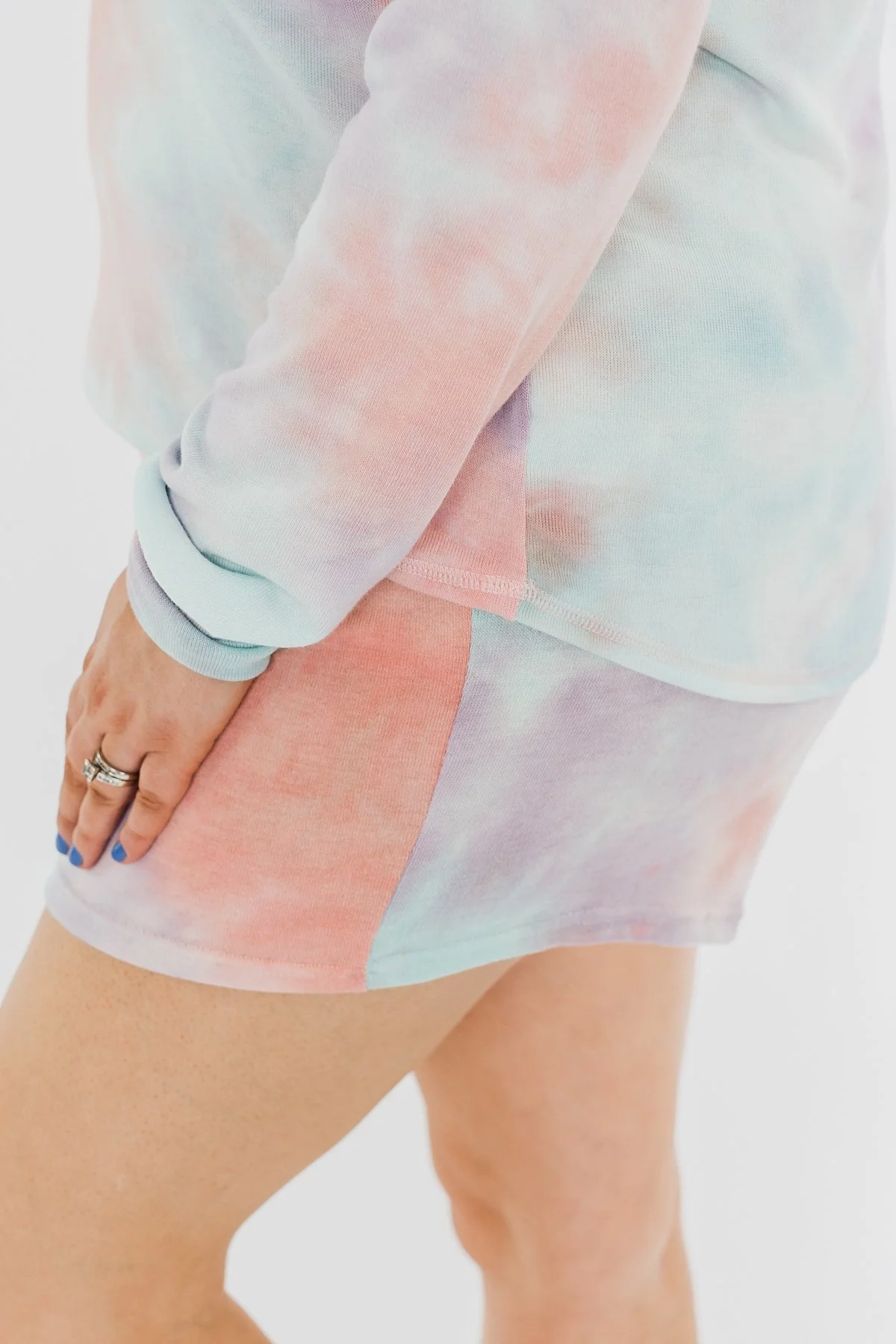 Tie Dye Lounge Shorts- Coral, Purple, & Blue - Image 7