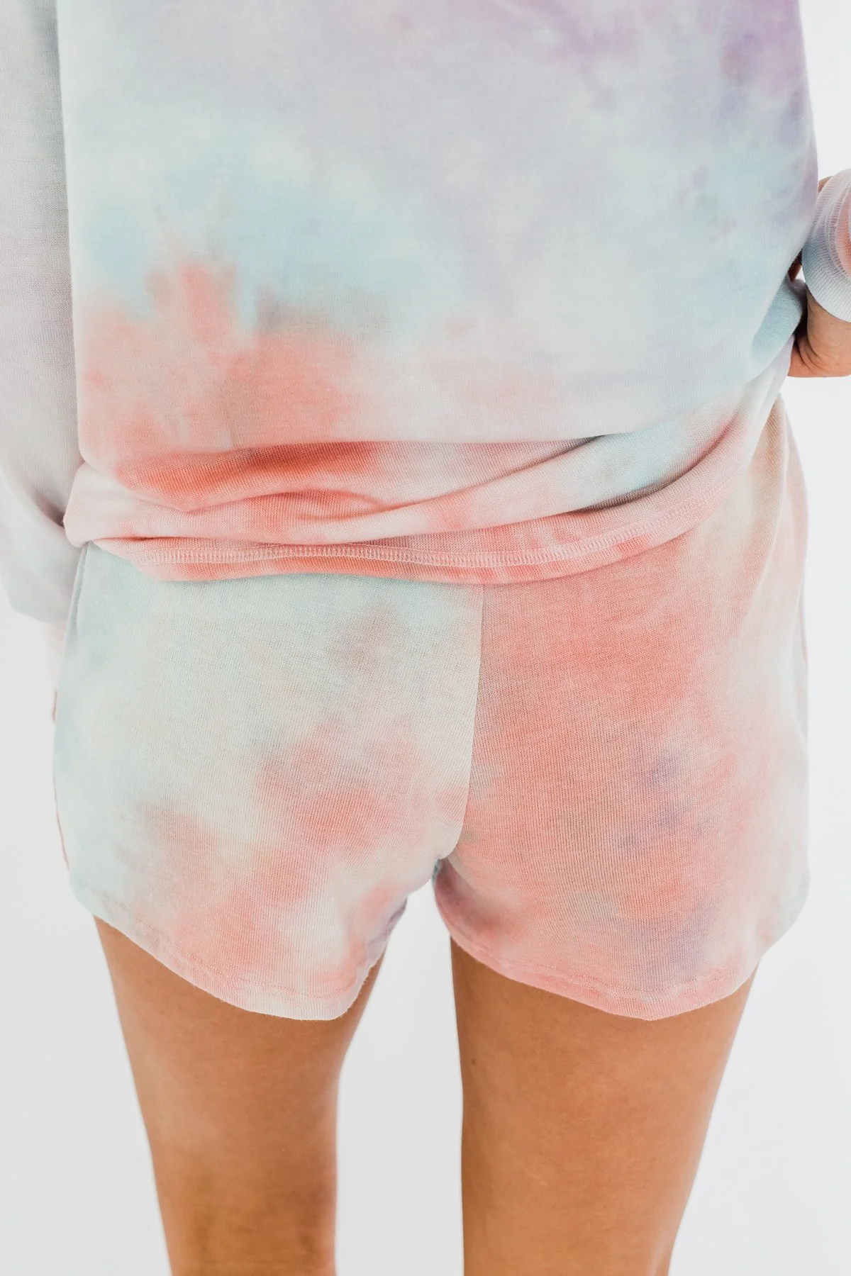 Tie Dye Lounge Shorts- Coral, Purple, & Blue - Image 8